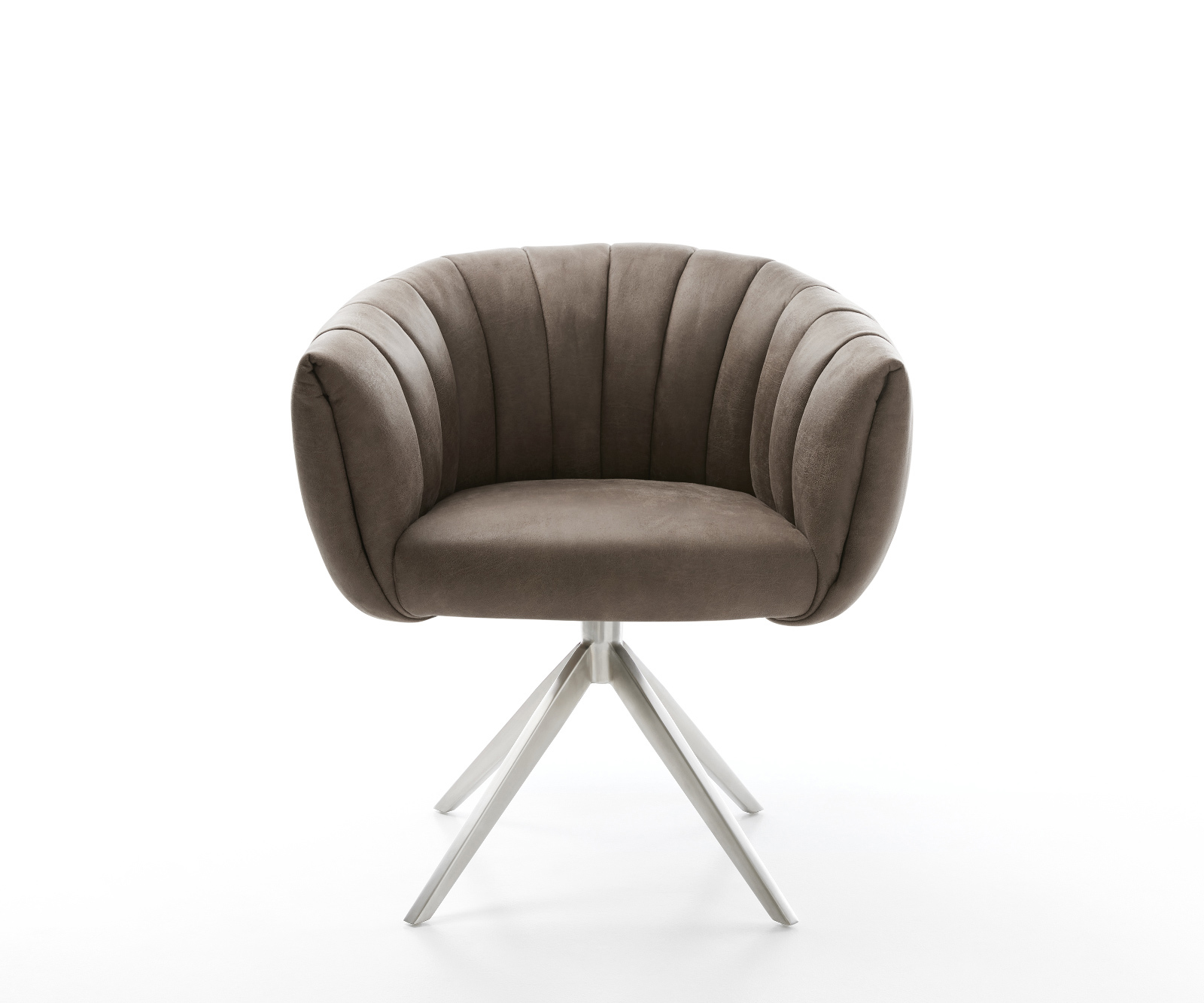 Étkezőszék Jada-Flex mikroszálas taupe vintage kereszt láb széles rozsdamentes acél 360° forgatható billenő zsákrugó - Image 2