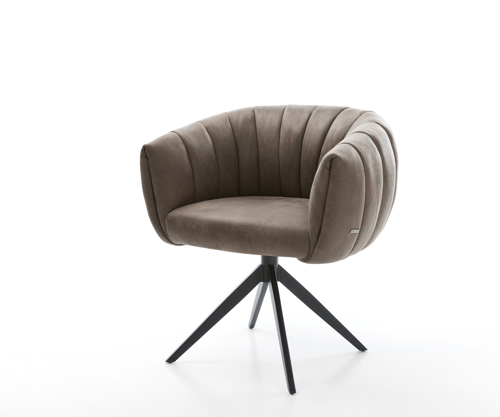 Étkezőszék Jada-Flex mikroszálas taupe vintage kereszt láb széles fekete 360° forgatható billenő zsákrugó