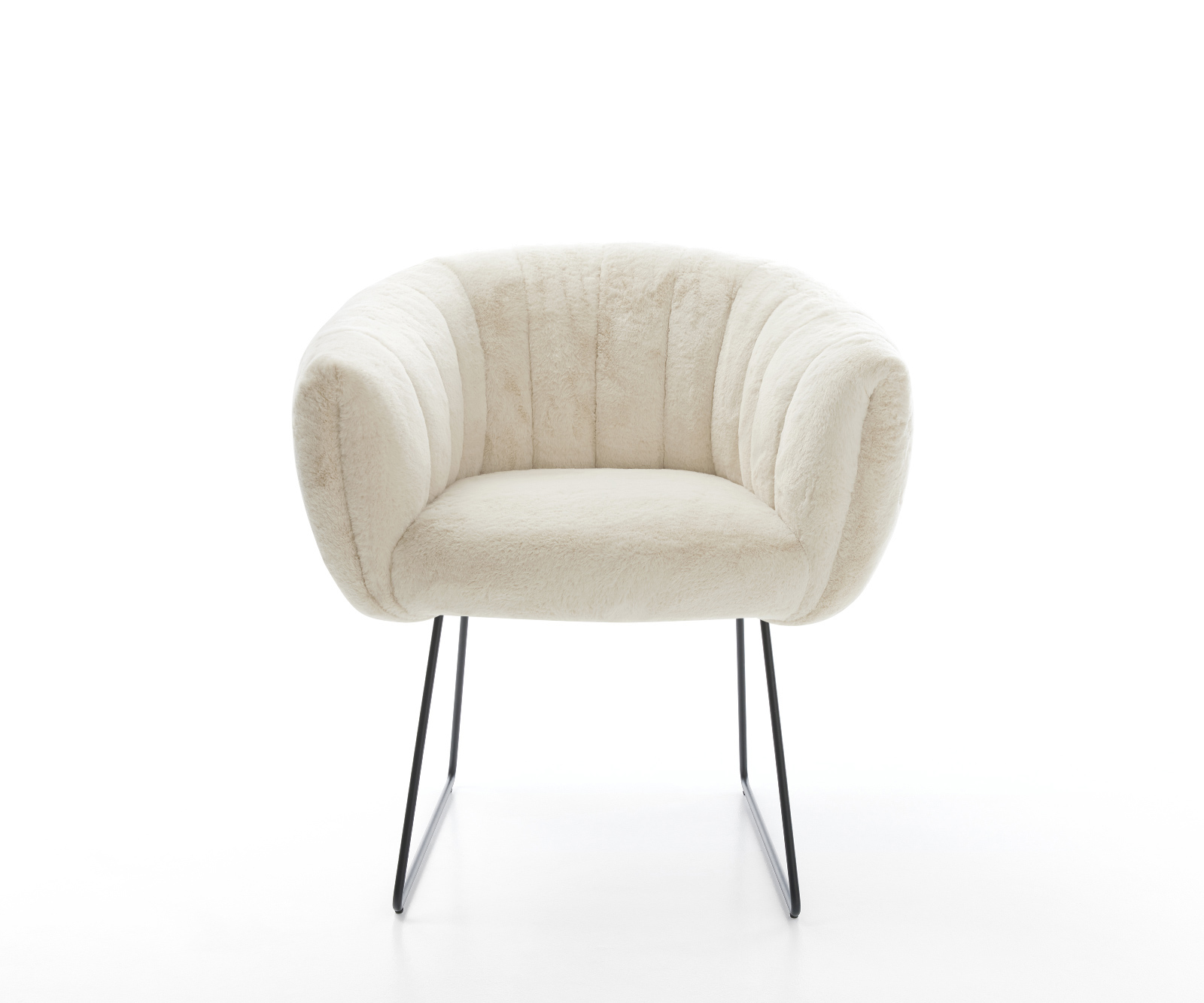 Étkezőszék Jada-Flex plüss krémfehér fekete vékony láb zsákrugós - Image 2