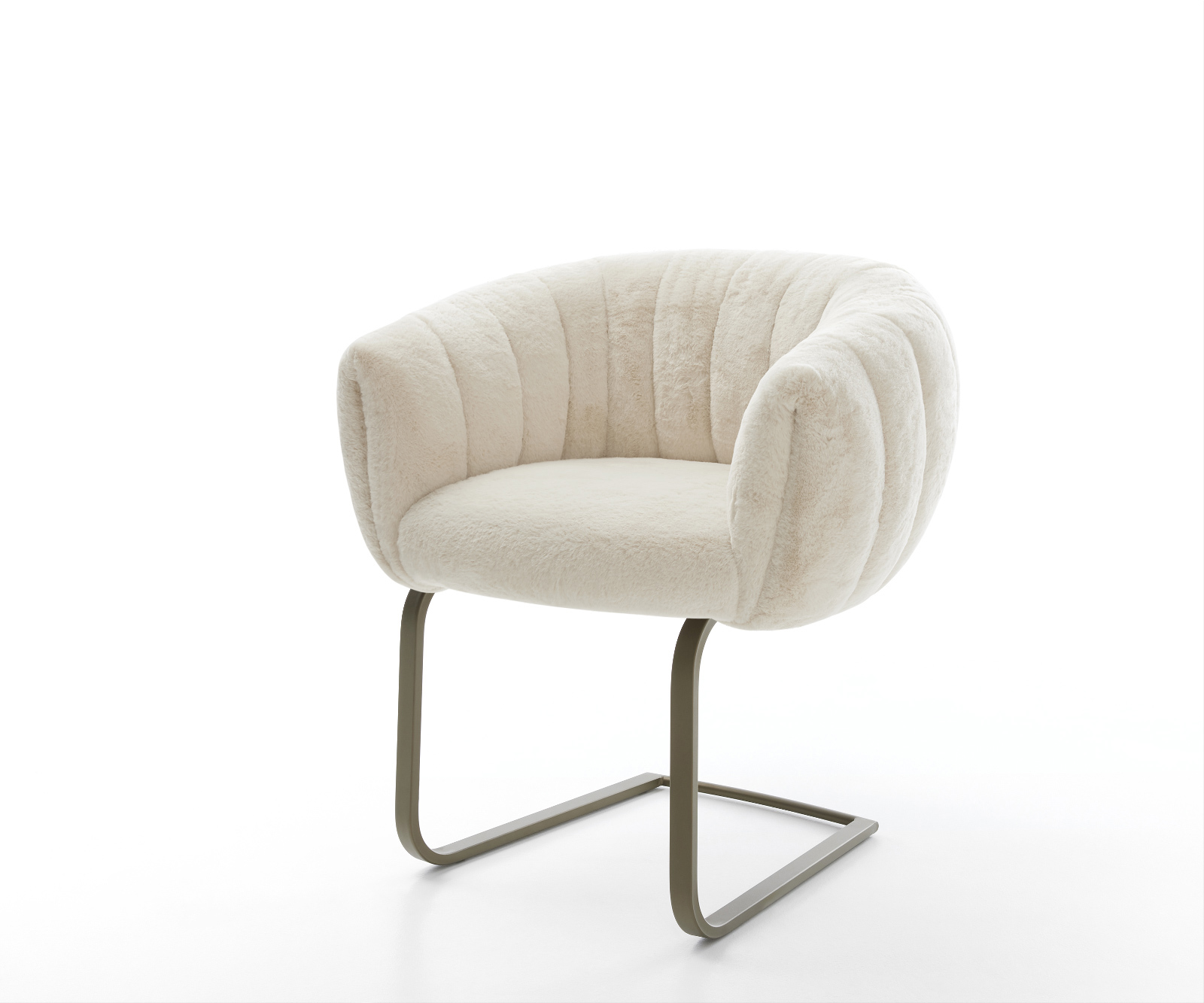 Étkezőszék Jada-Flex plüss krémfehér konzolos lapos titán színű zsákrugós