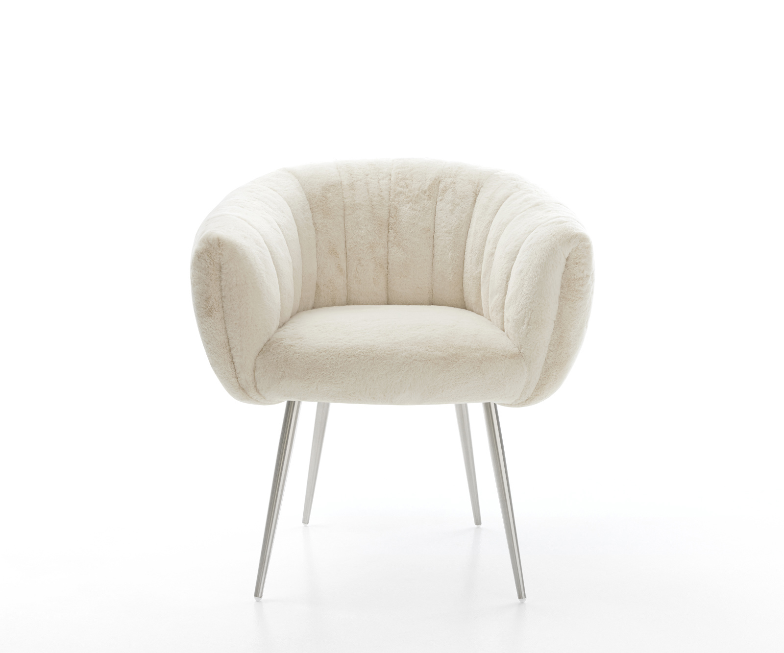 Étkezőszék Jada-Flex plüss krémfehér 4 láb kúpos rozsdamentes acél zsákrugós - Image 2