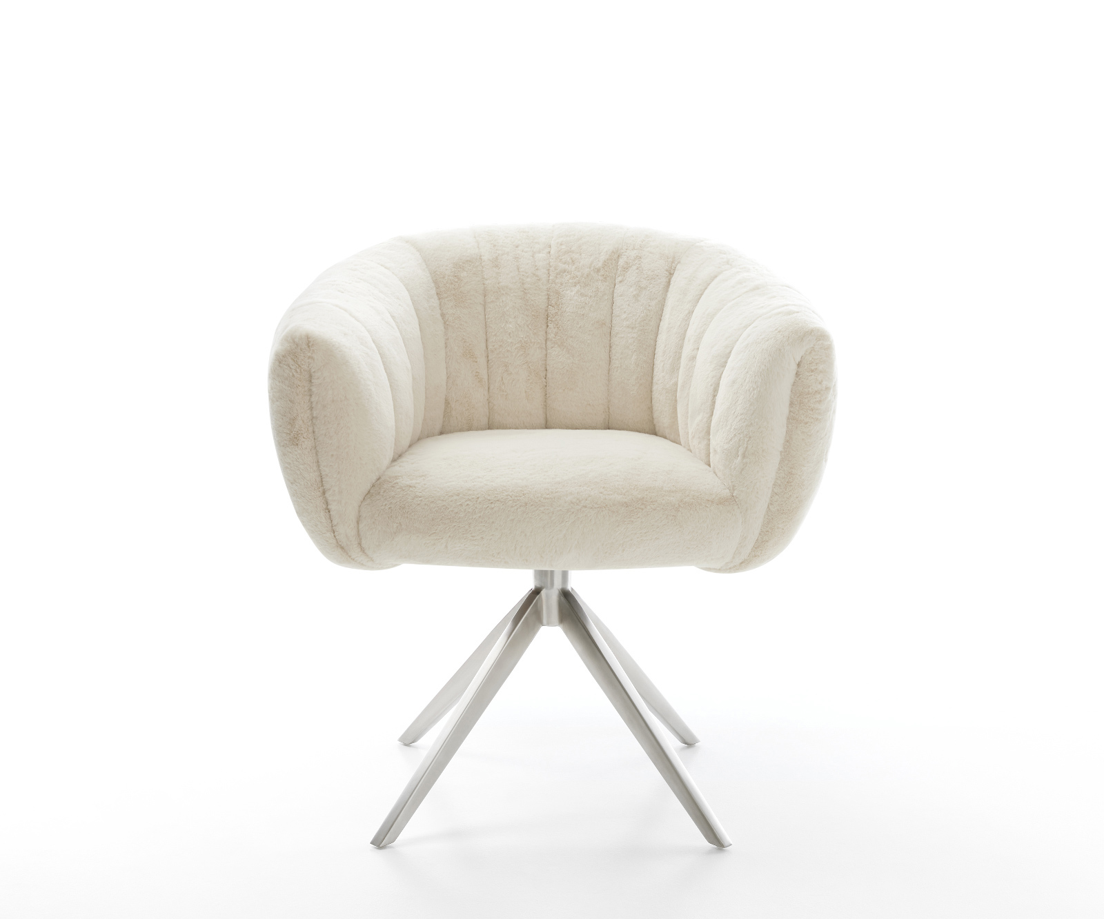 Étkezőszék Jada-Flex plüss krémfehér kereszt láb széles rozsdamentes acél 360° forgatható billenő zsákrugó - Image 2