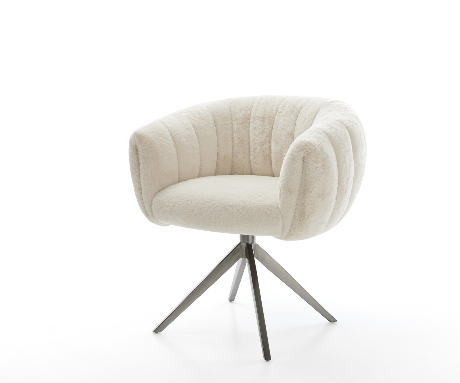 Étkezőszék Jada-Flex plüss krémfehér kereszt láb széles grafit 360° forgatható billenő zsákrugó