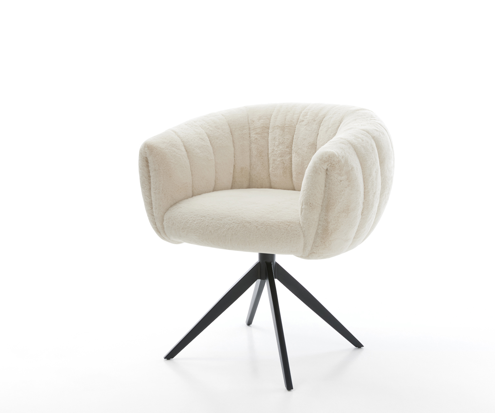 Étkezőszék Jada-Flex plüss krémfehér kereszt láb széles fekete 360° forgatható billenő zsákrugós