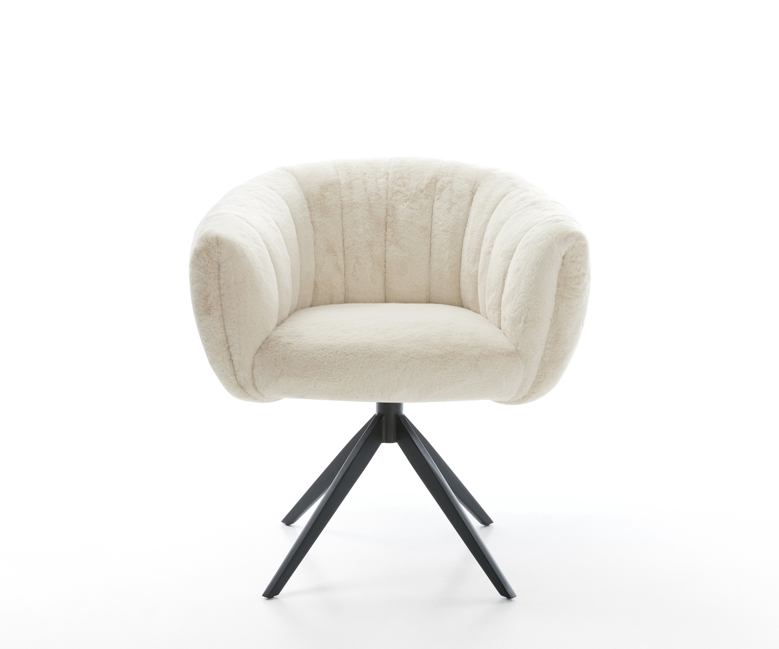 Étkezőszék Jada-Flex plüss krémfehér kereszt láb széles fekete 360° forgatható billenő zsákrugós - Image 2