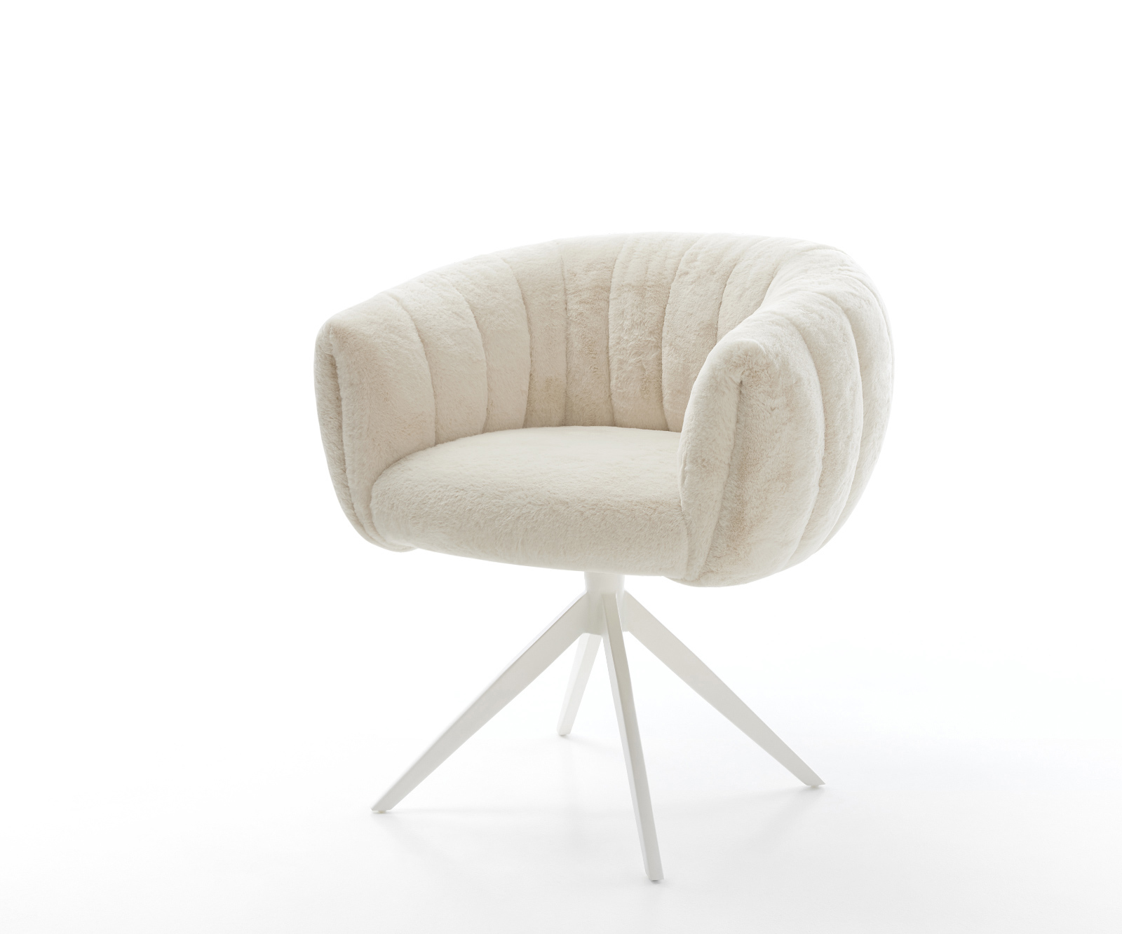 Étkezőszék Jada-Flex plüss krémfehér kereszt láb széles fehér 360° forgatható billenő zsákrugó