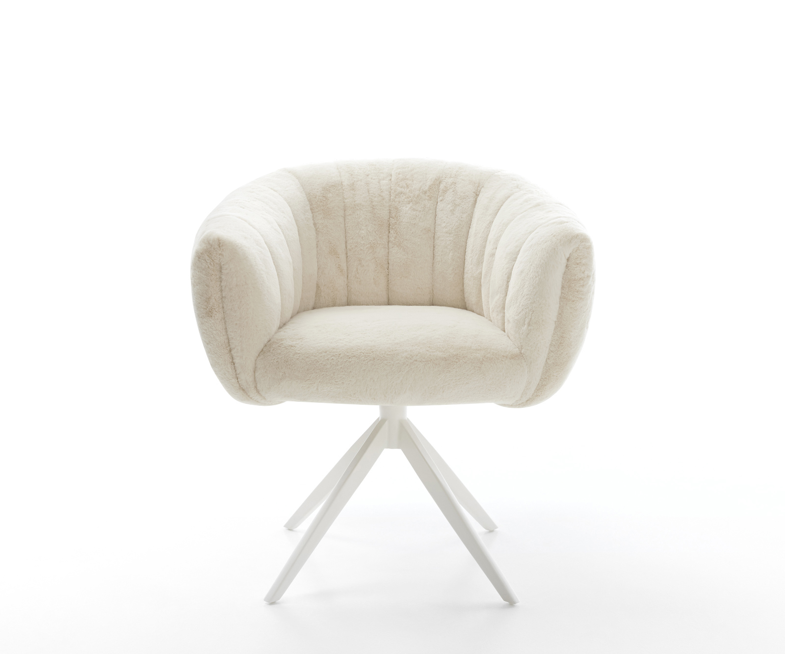 Étkezőszék Jada-Flex plüss krémfehér kereszt láb széles fehér 360° forgatható billenő zsákrugó - Image 2