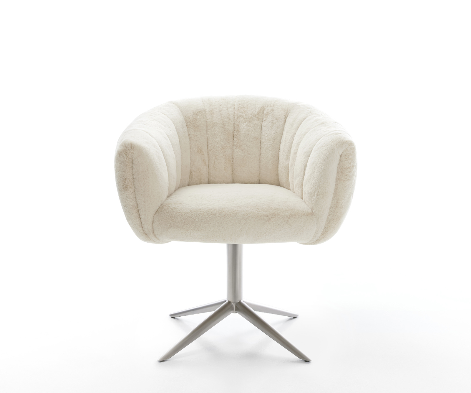 Étkezőszék Jada-Flex plüss krémfehér rozsdamentes acél kereszt láb 360° forgatható billenő zsákrugós matrac - Image 2