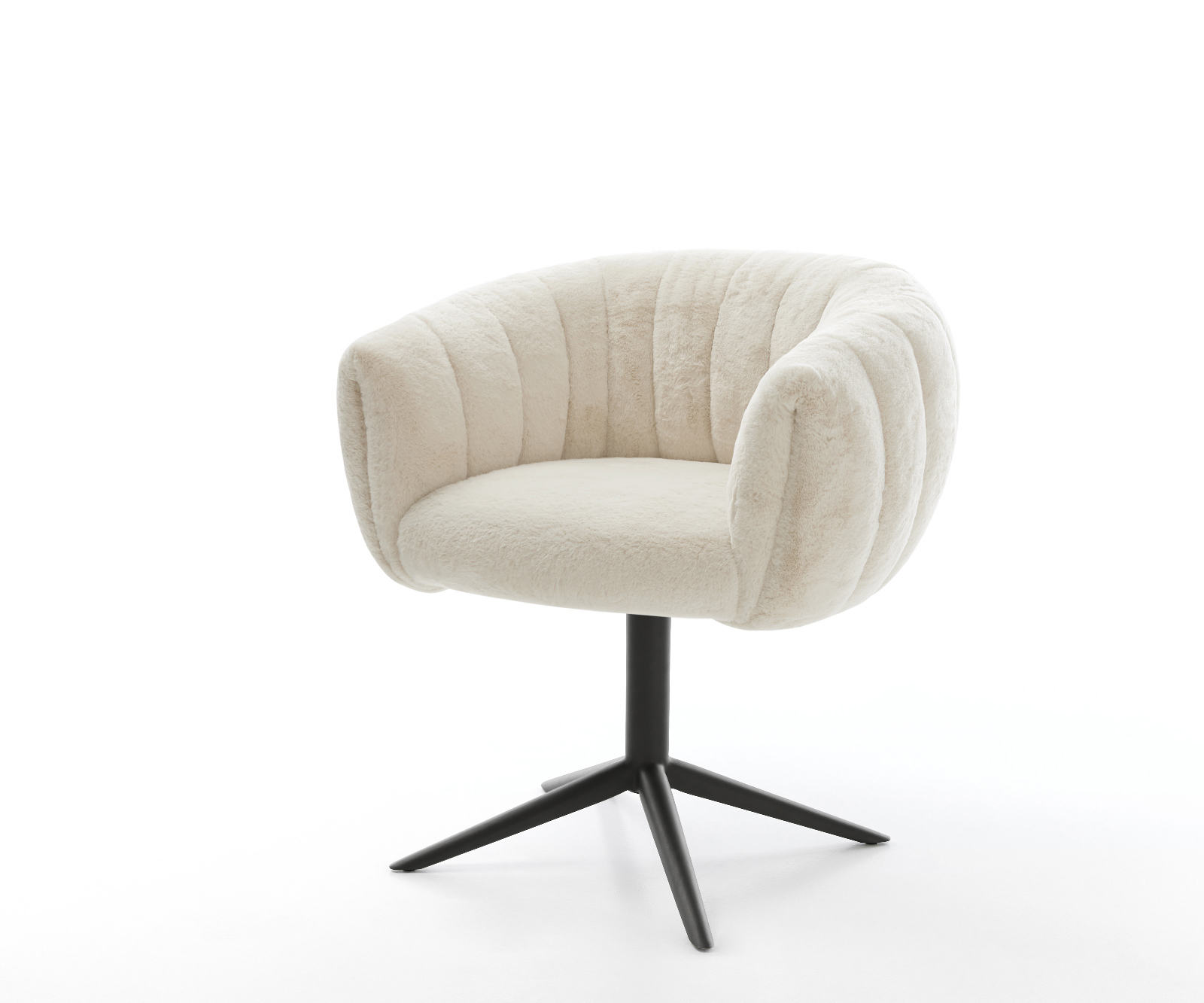 Étkezőszék Jada-Flex plüss krémfehér fekete kereszt láb 360° forgatható billenő zsákrugó