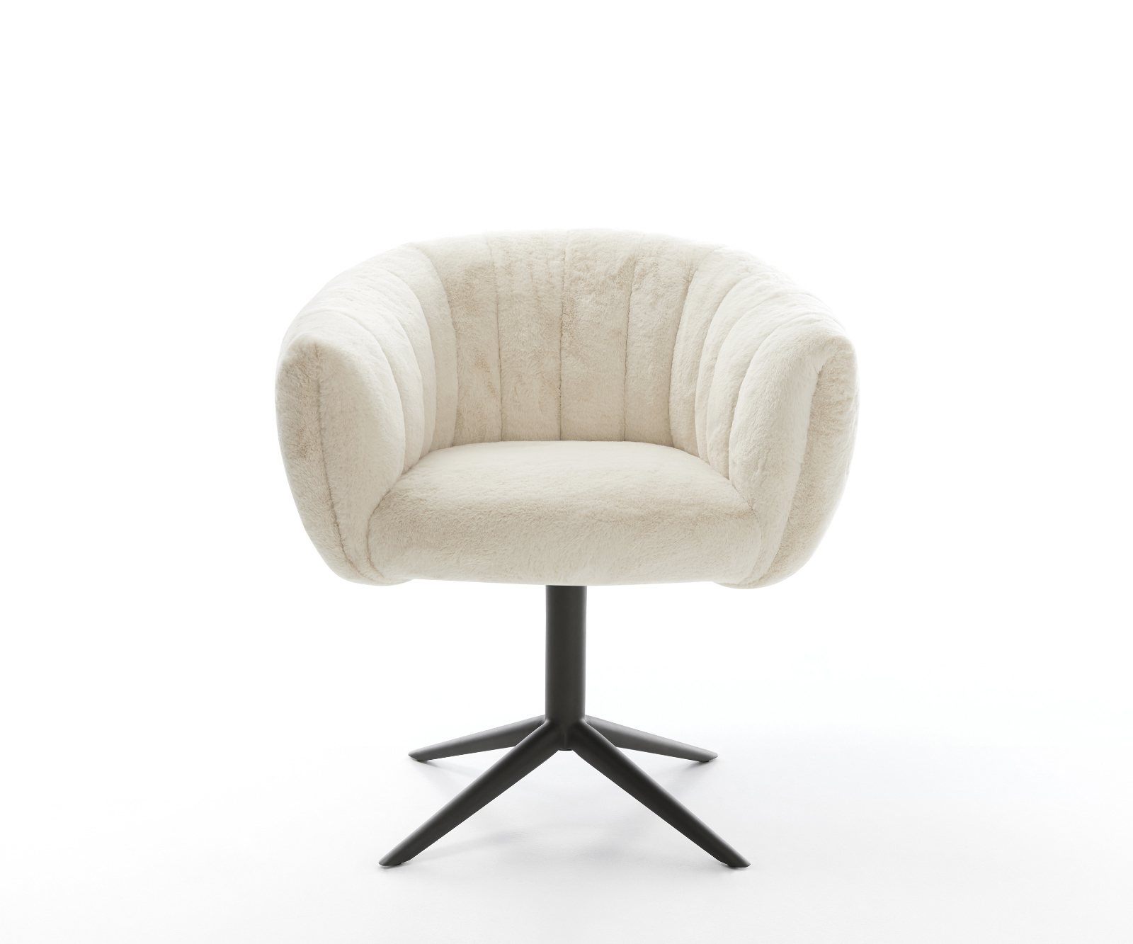 Étkezőszék Jada-Flex plüss krémfehér fekete kereszt láb 360° forgatható billenő zsákrugó - Image 2