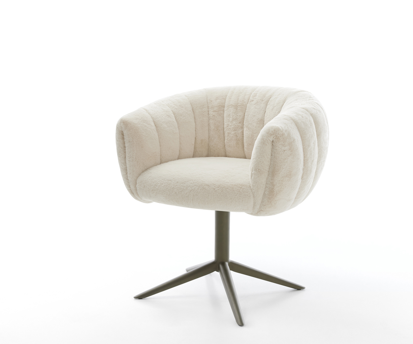 Étkezőszék Jada-Flex plüss krémfehér kereszt láb titán színű 360° forgatható billenő zsákrugós