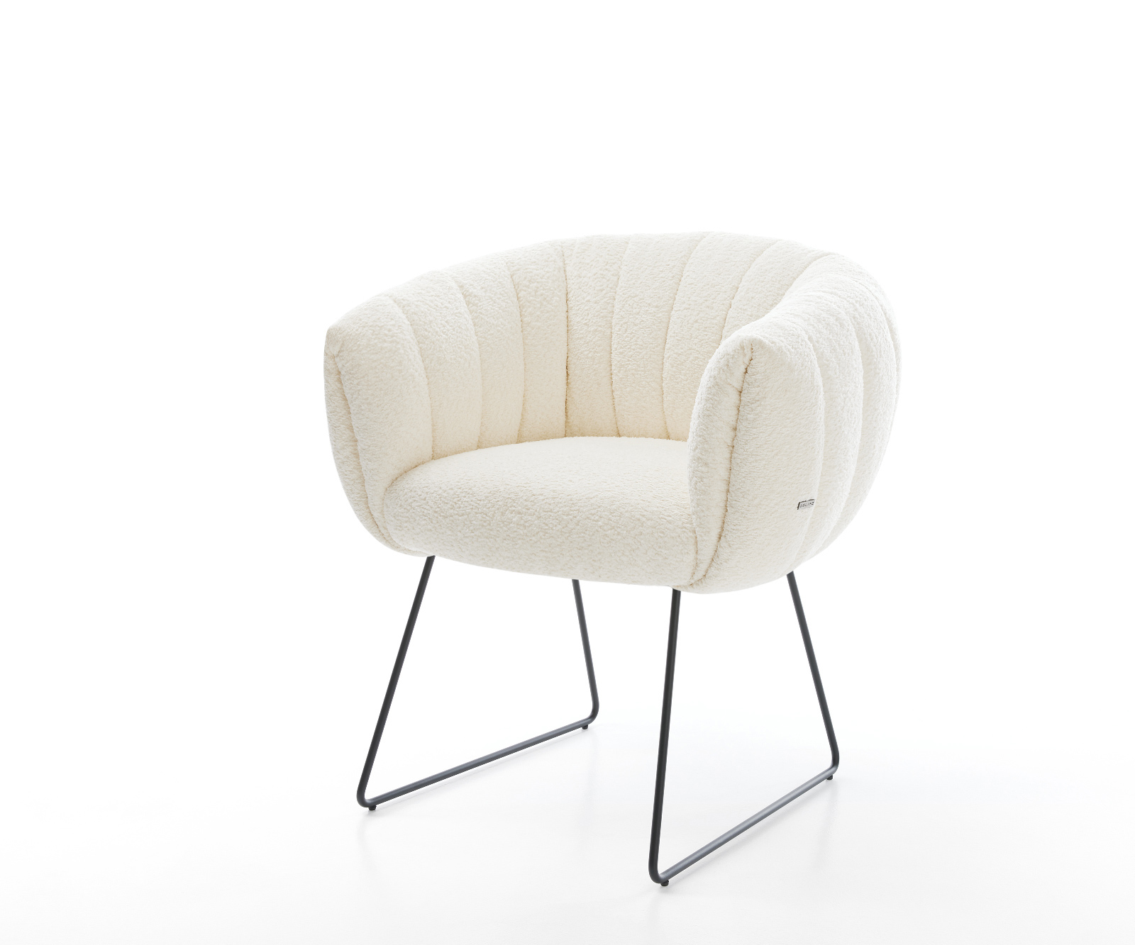 Étkezőszék Jada-Flex bouclé fehér vékony láb fekete zsákrugós