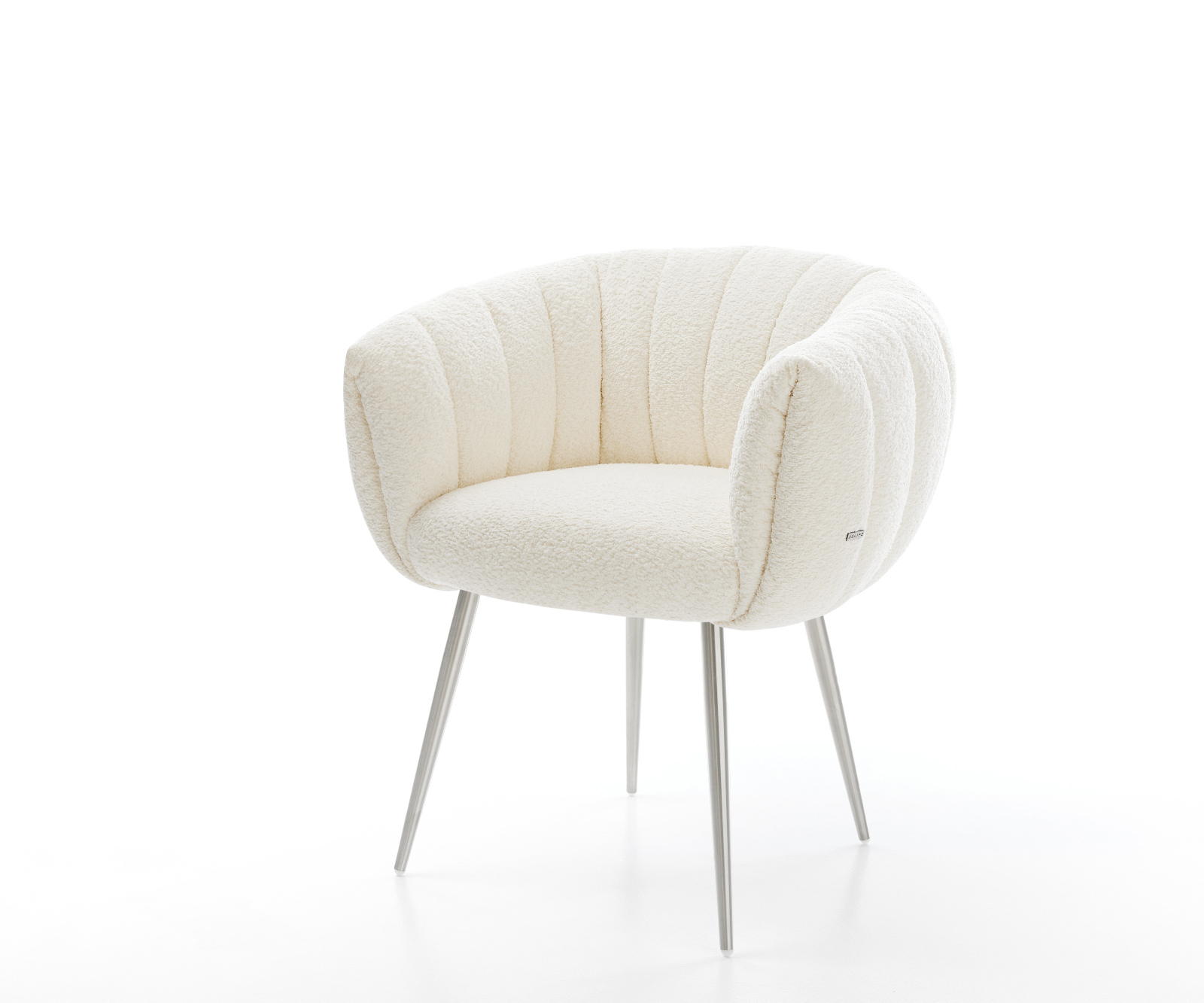 Étkezőszék Jada-Flex bouclé fehér 4 láb kúpos rozsdamentes acél zsákrugó