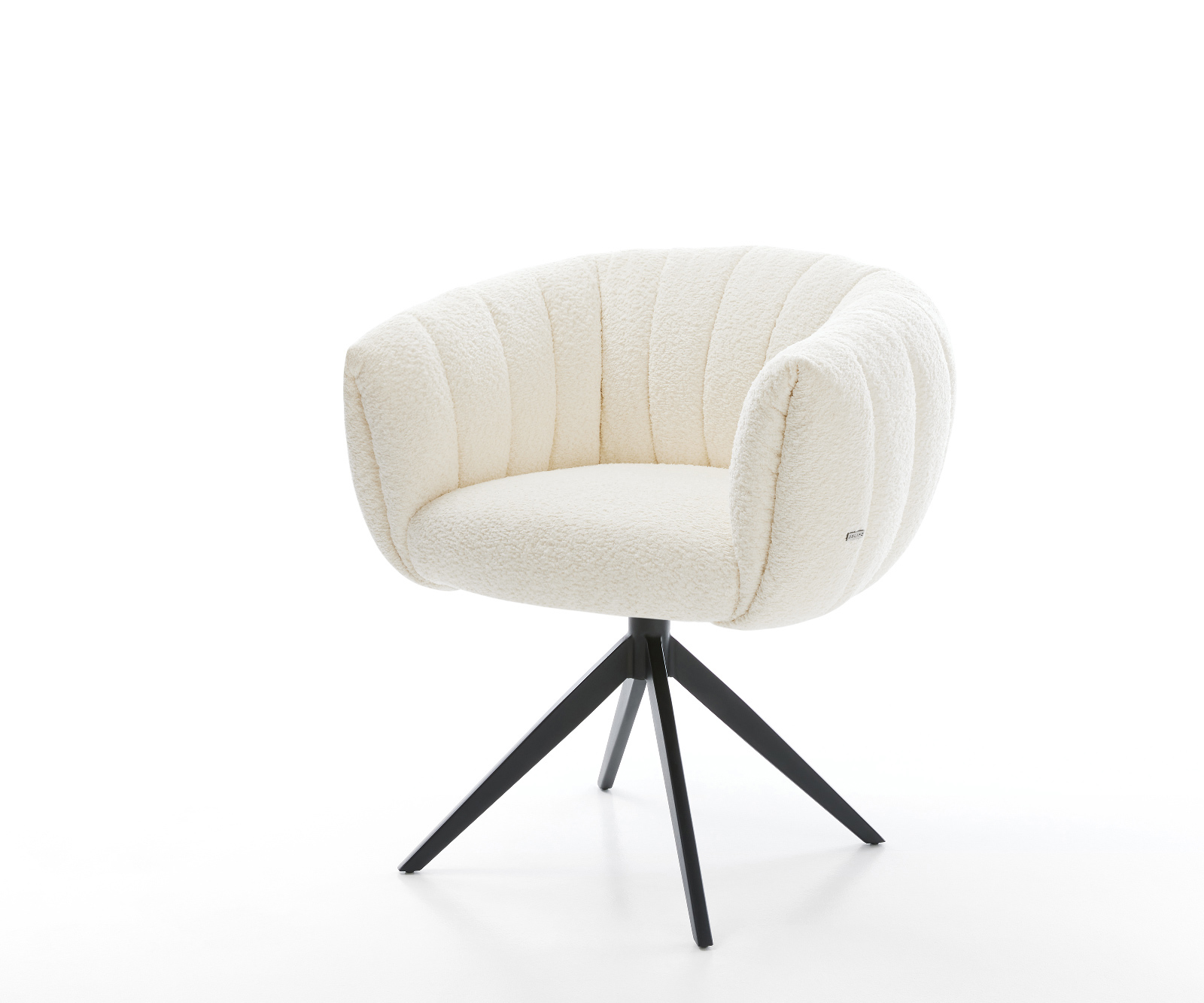 Étkezőszék Jada-Flex bouclé fehér kereszt láb széles fekete 360° forgatható billenő zsákrugós matrac