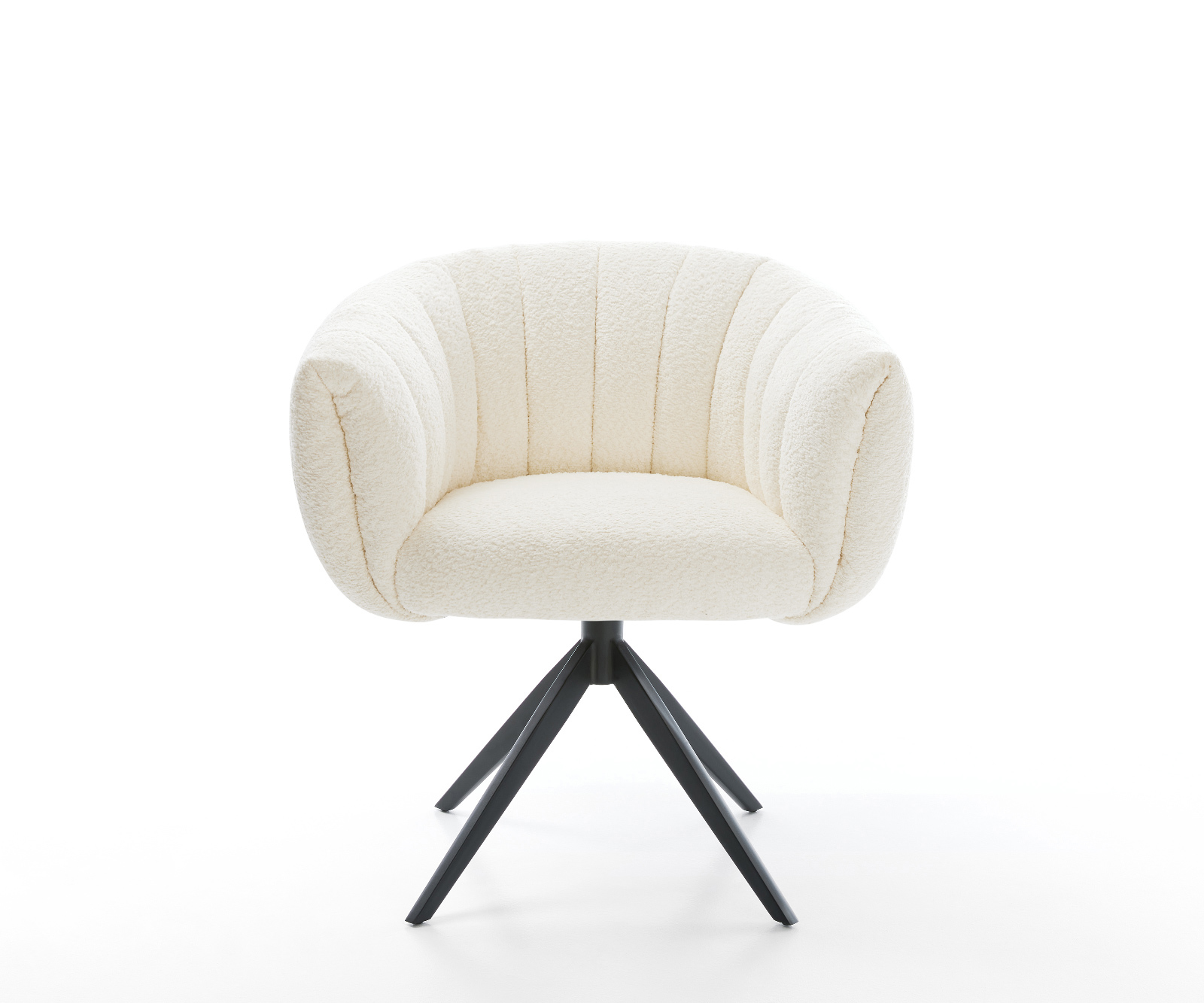 Étkezőszék Jada-Flex bouclé fehér kereszt láb széles fekete 360° forgatható billenő zsákrugós matrac - Image 2