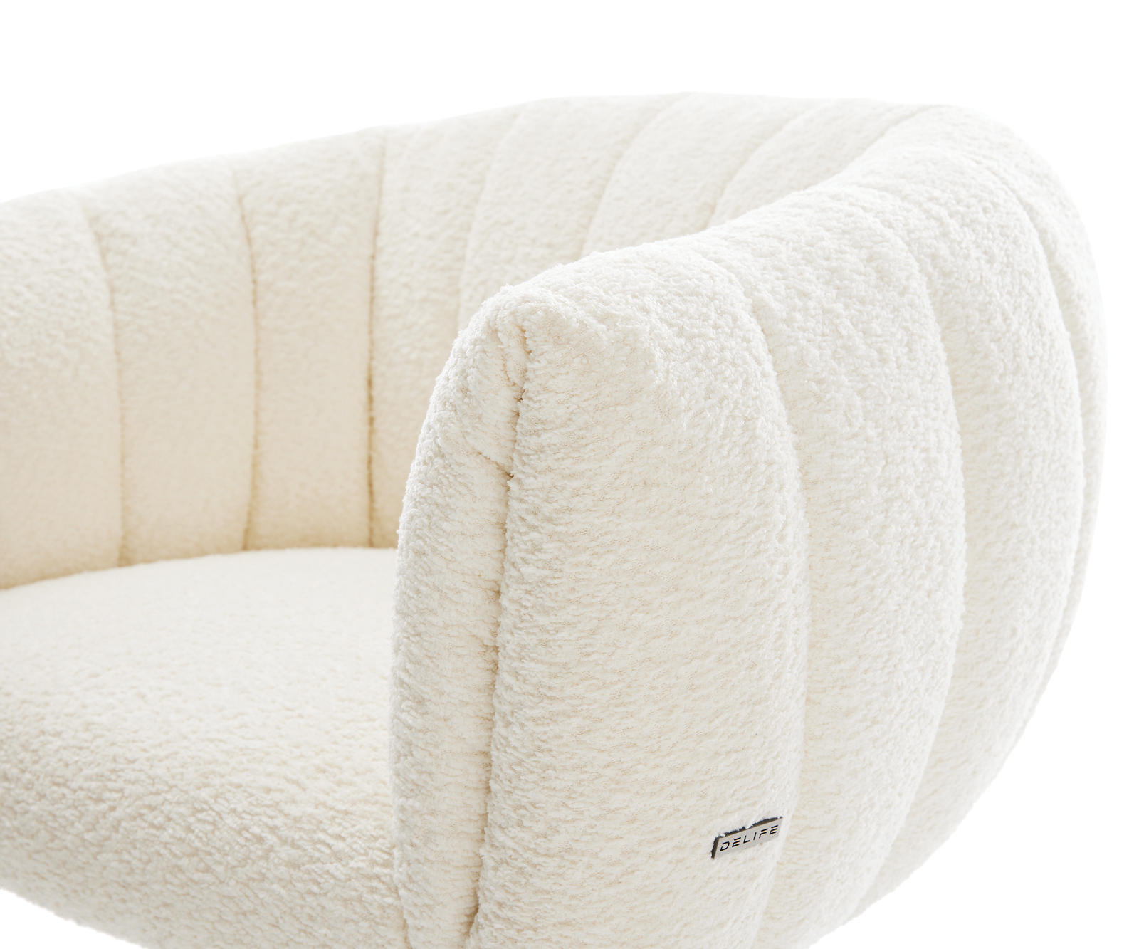 Étkezőszék Jada-Flex bouclé fehér kereszt láb széles fekete 360° forgatható billenő zsákrugós matrac - Image 4