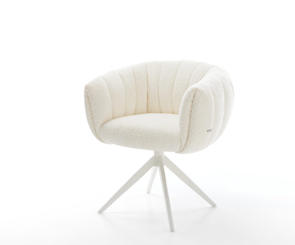 Étkezőszék Jada-Flex bouclé fehér kereszt láb széles fehér 360° forgatható billenő zsákrugós