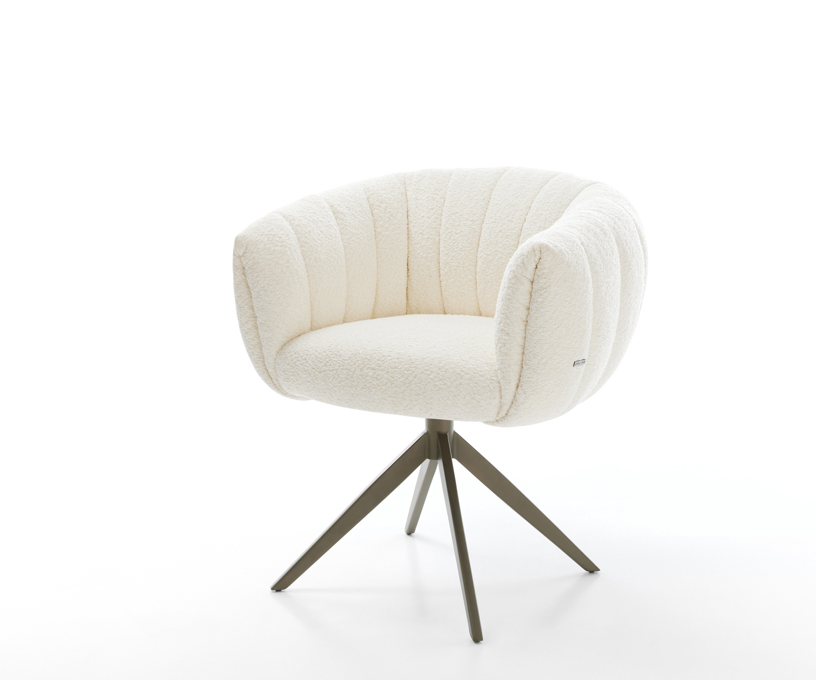 Étkezőszék Jada-Flex bouclé fehér kereszt láb széles titánszínű hatás 360° forgatható billenő zsákrugós