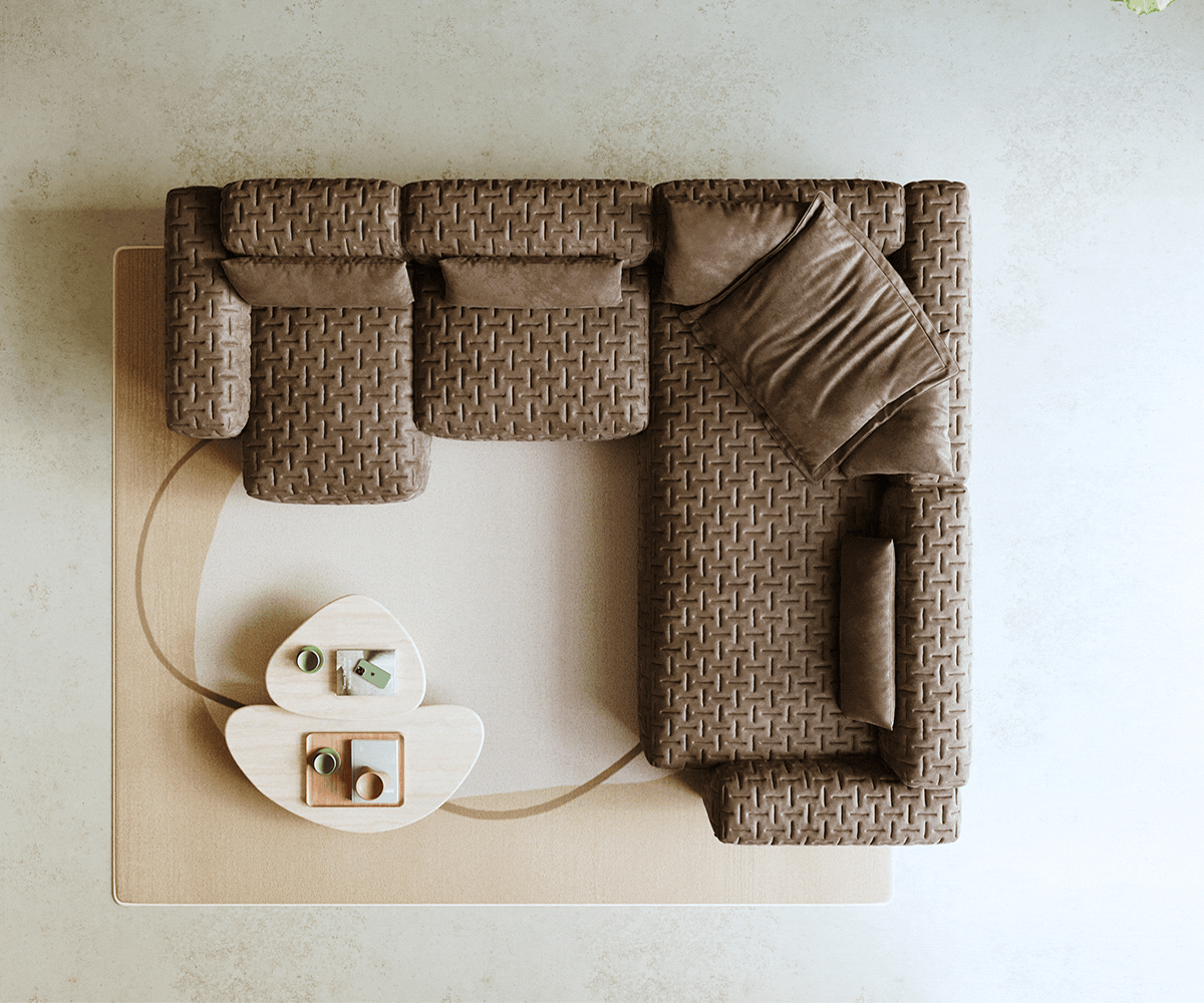 "U alakú kanapé Freestyle 360x290 cm mikroszálas taupe vintage steppelt" - Image 6