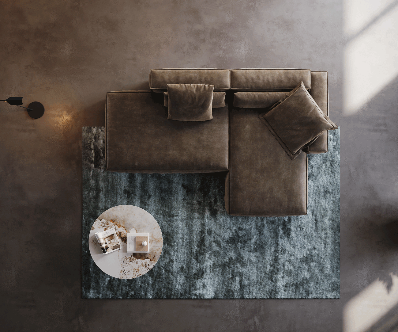 Sarokkanapé Freestyle 310x200 cm mikroszálas taupe vintage szegélyvarrás - Image 6