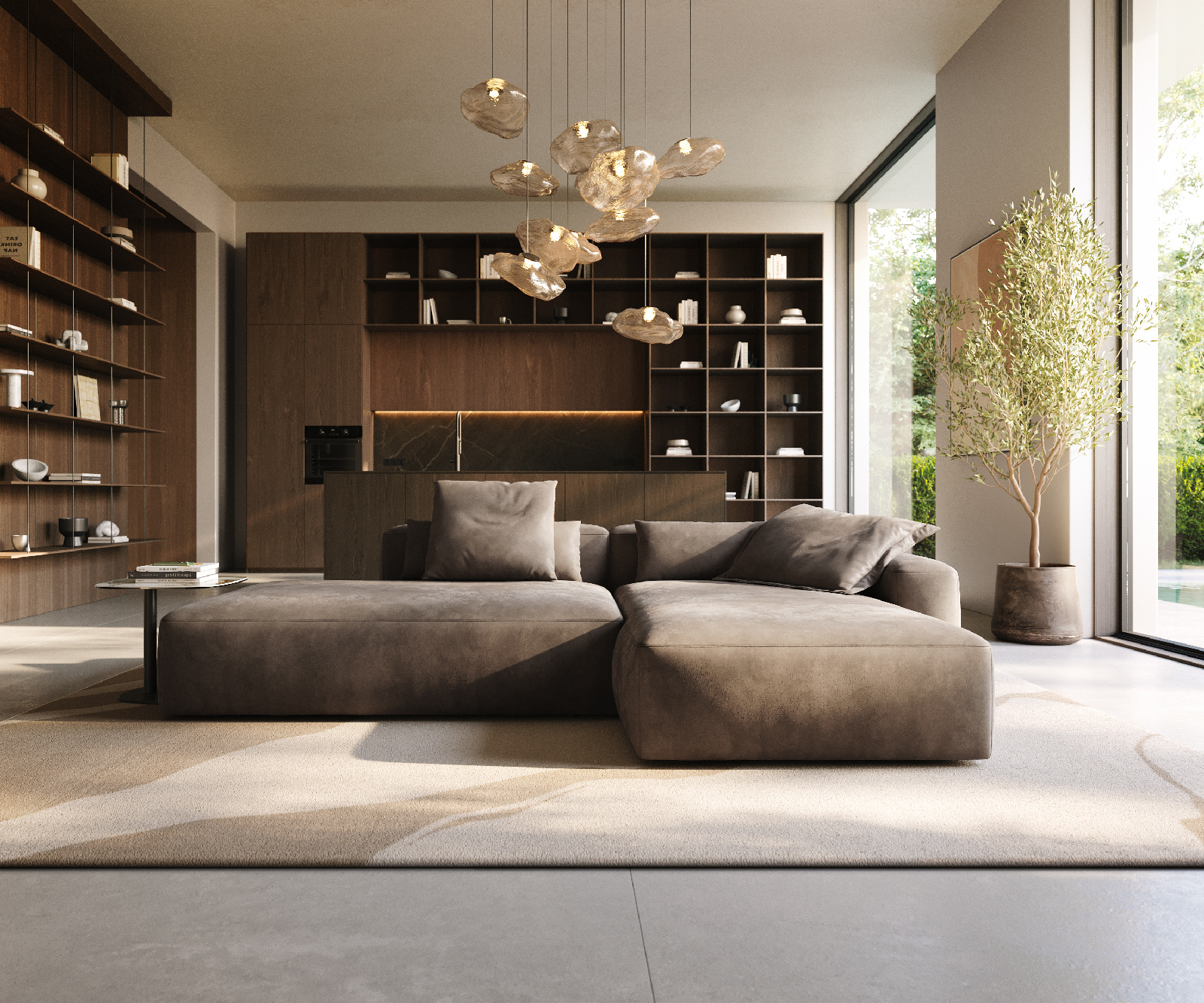 Sarokkanapé Freestyle 310x200 cm mikroszálas taupe vintage kápnahajtás - Image 2