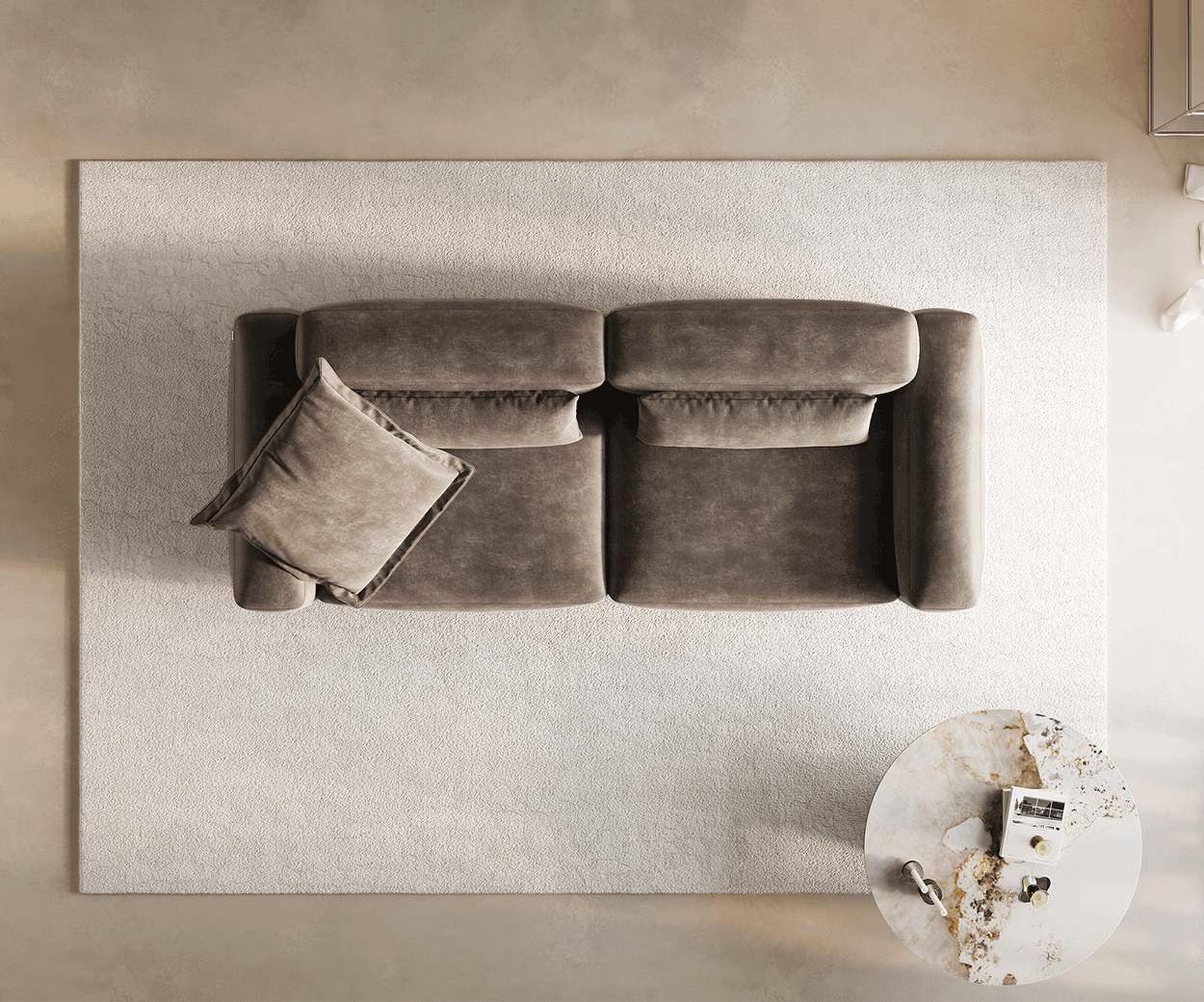 Nagy kanapé Freestyle 280x110 cm mikroszálas taupe vintage takaróvarrás - Image 6