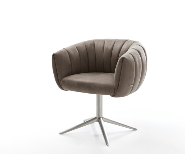 Étkezőszék Jada-Flex mikroszálas taupe vintage rozsdamentes acél kereszt láb 360° forgatható billenő zsákrugó