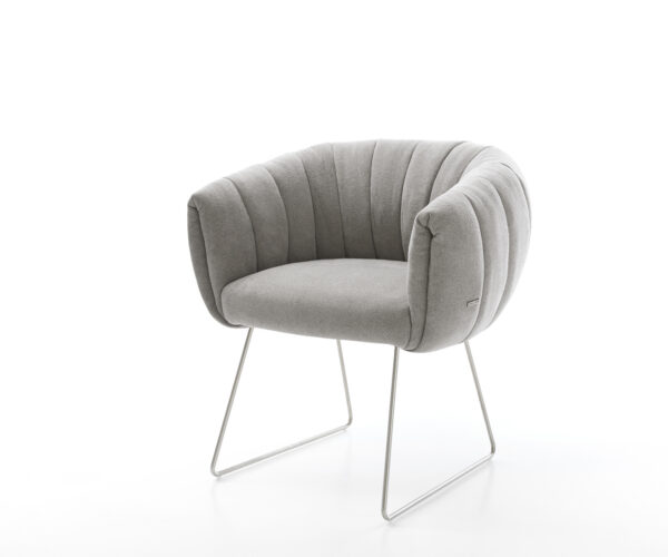 Étkezőszék Jada-Flex strukturált szövet puha szürke vékony láb rozsdamentes acél zsákrugó