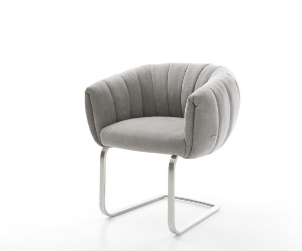 Étkezőszék Jada-Flex strukturált szövet puha szürke konzolos lapos rozsdamentes acél zsákrugós