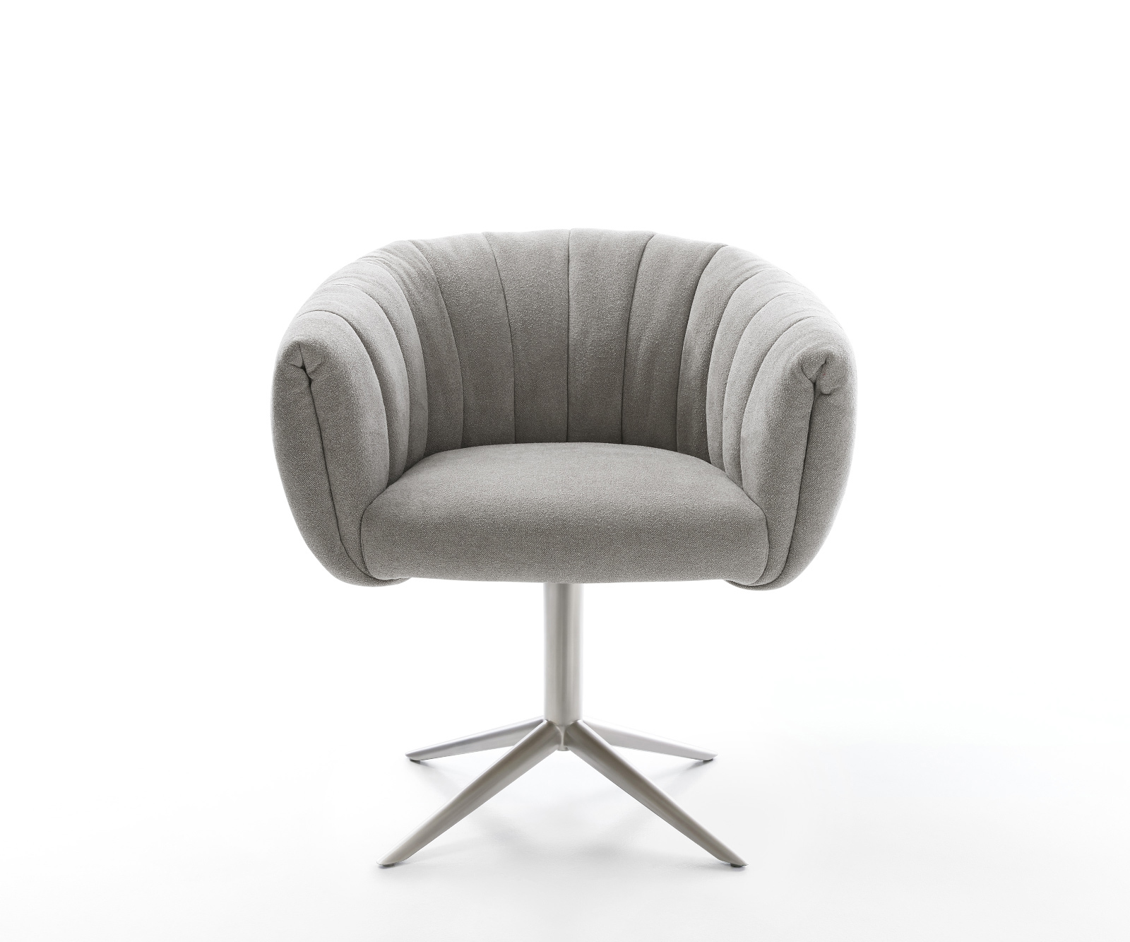 Étkezőszék Jada-Flex strukturált szövet puha szürke rozsdamentes acél kereszt láb 360° forgatható hintamechanizmus zsákrugó - Image 2