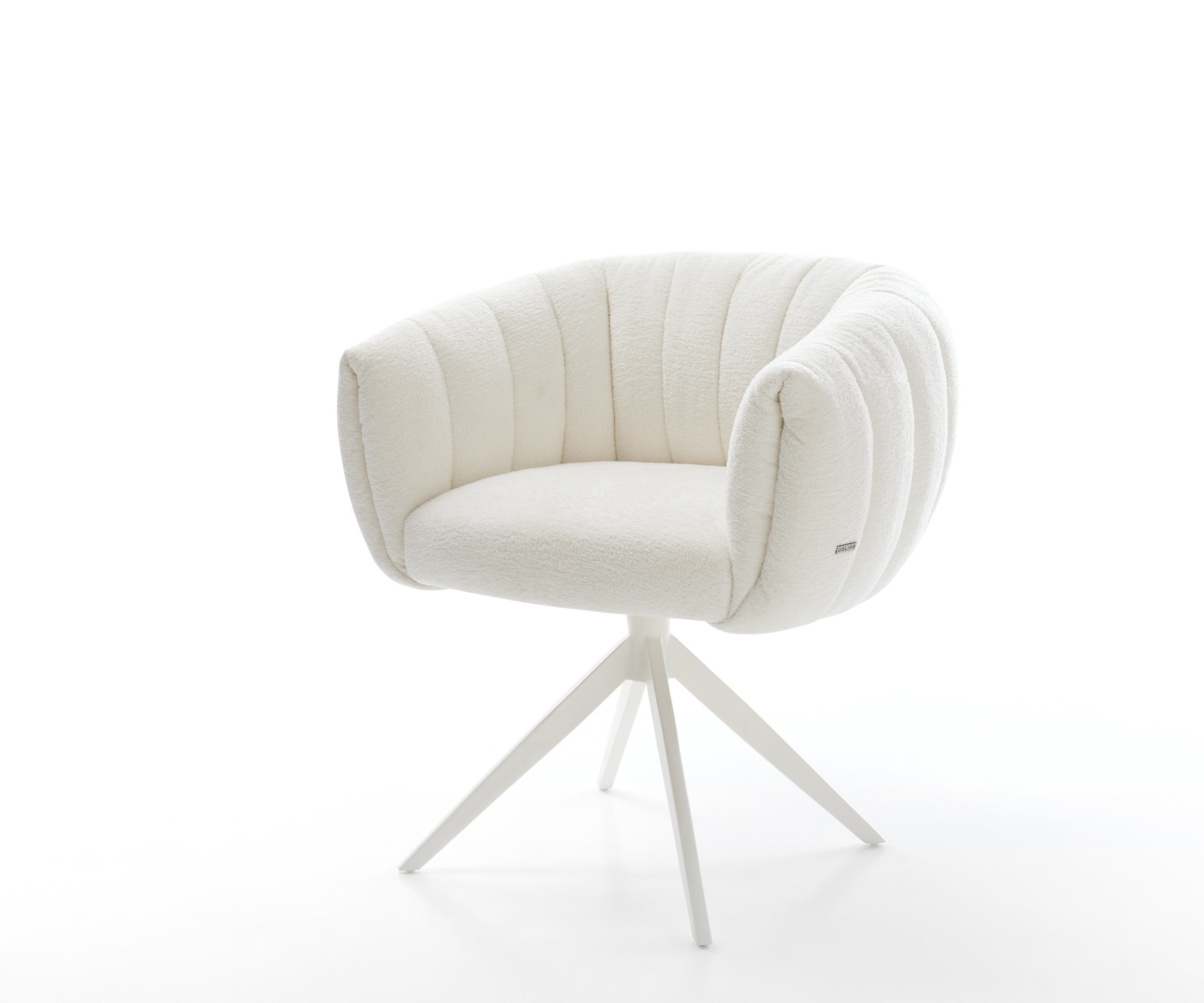 Étkezőszék Jada-Flex bouclé puha bézs kereszt láb széles fehér 360° forgatható billenő zsákrugó