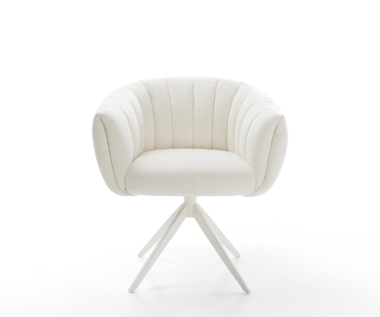 Étkezőszék Jada-Flex bouclé puha bézs kereszt láb széles fehér 360° forgatható billenő zsákrugó - Image 2