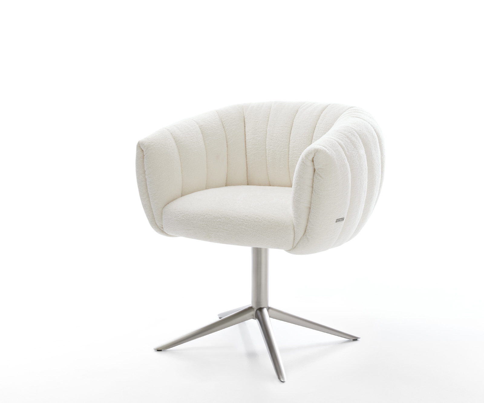 Étkezőszék Jada-Flex bouclé puha bézs rozsdamentes acél kereszt láb 360° forgatható billenő zsákrugó