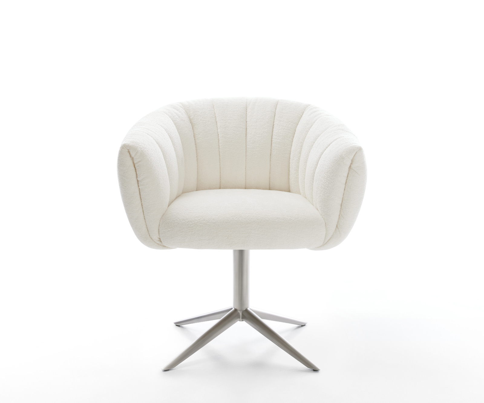 Étkezőszék Jada-Flex bouclé puha bézs rozsdamentes acél kereszt láb 360° forgatható billenő zsákrugó - Image 2