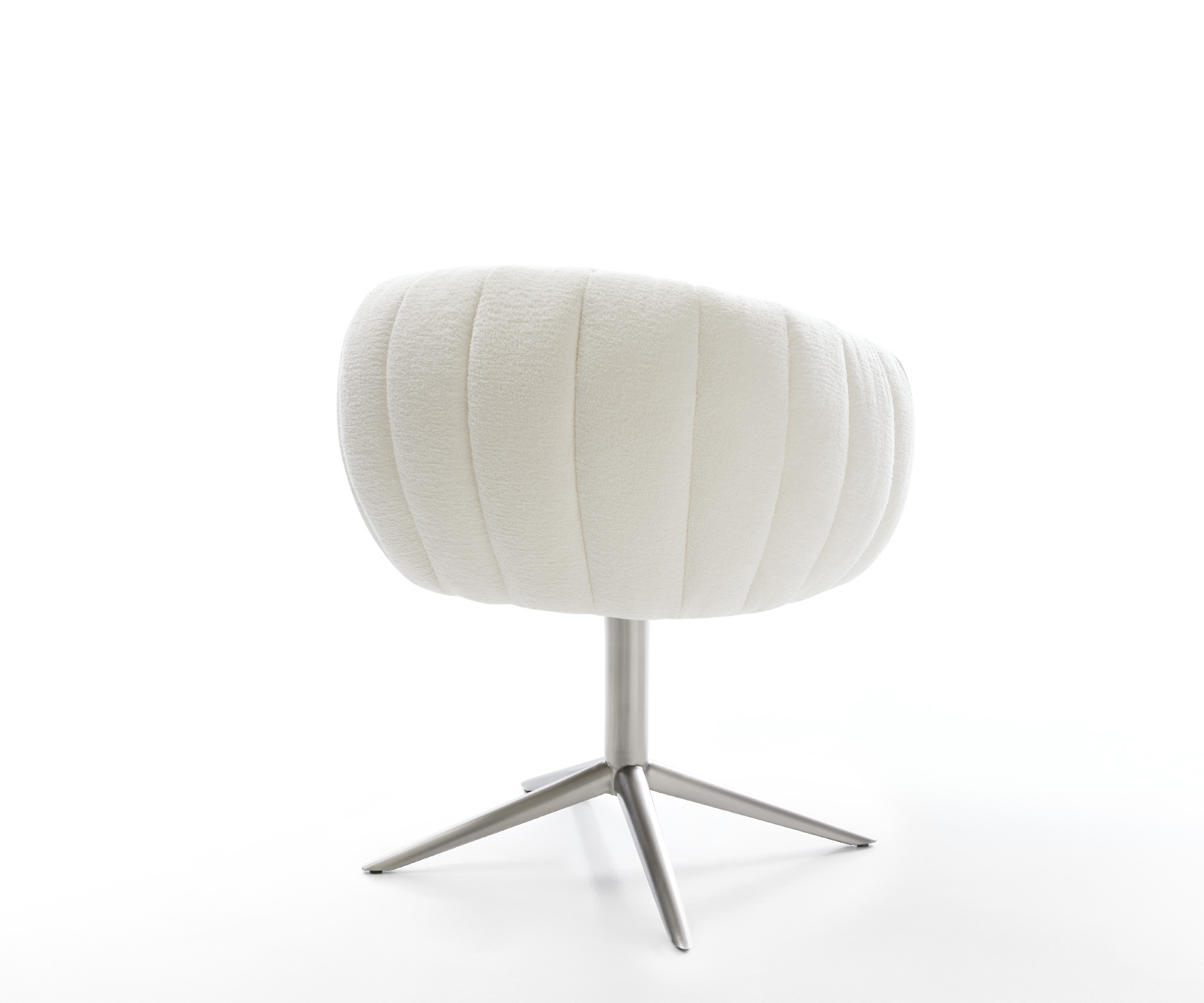 Étkezőszék Jada-Flex bouclé puha bézs rozsdamentes acél kereszt láb 360° forgatható billenő zsákrugó - Image 5