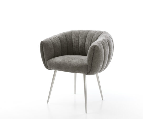 Étkezőszék Jada-Flex bouclé puha sötét bézs 4 lábú kúpos rozsdamentes acél zsákrugós