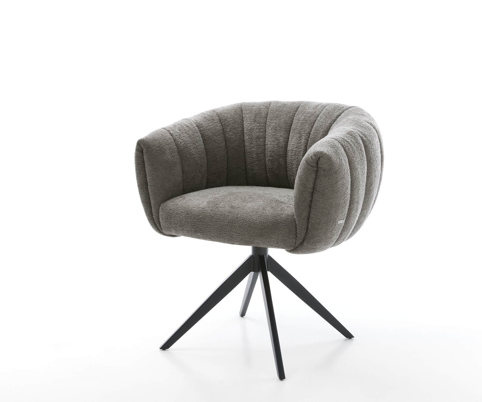 Étkezőszék Jada-Flex bouclé puha sötét bézs kereszt láb széles fekete 360° forgatható billenő zsákrugós matrac