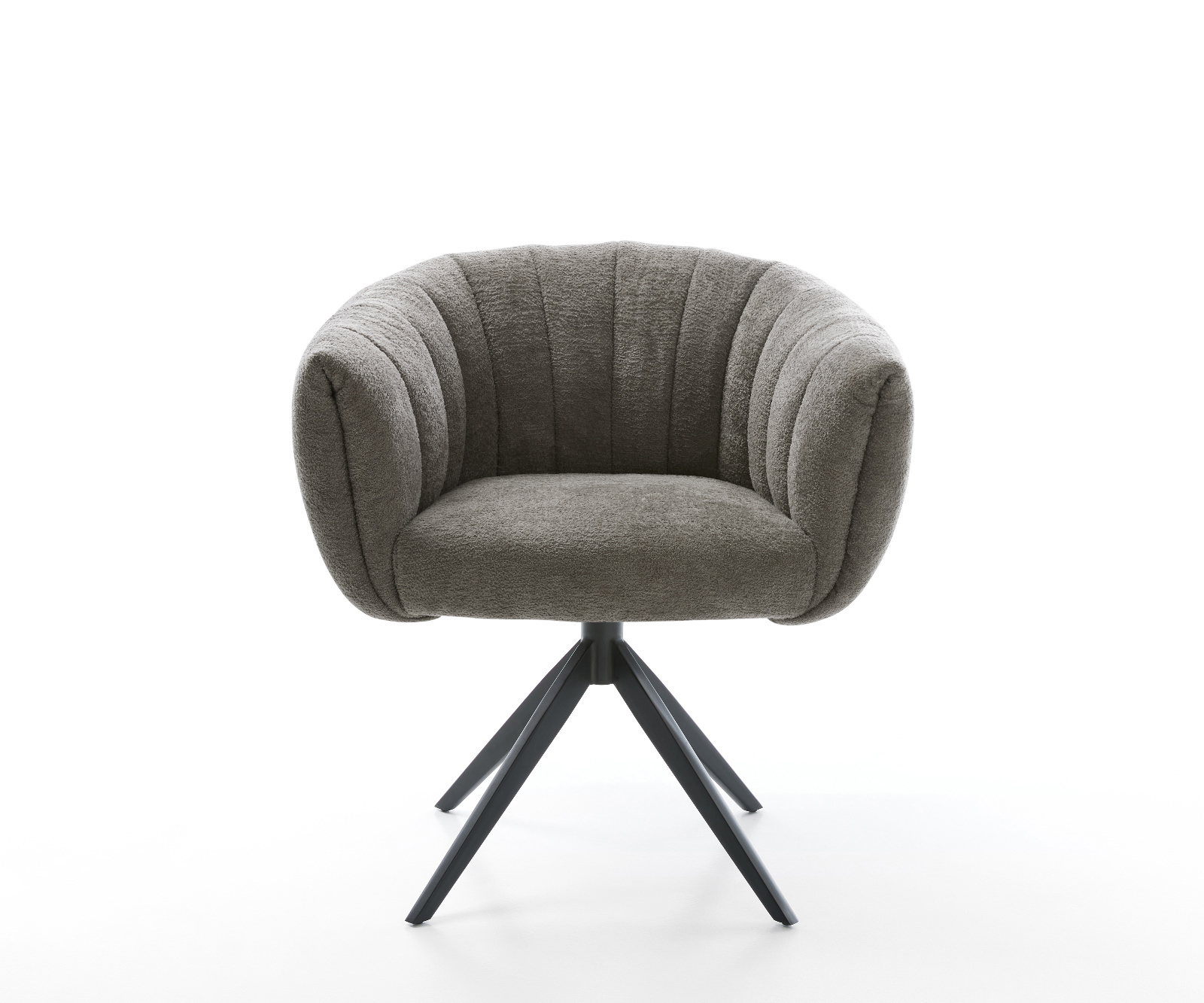 Étkezőszék Jada-Flex bouclé puha sötét bézs kereszt láb széles fekete 360° forgatható billenő zsákrugós matrac - Image 2