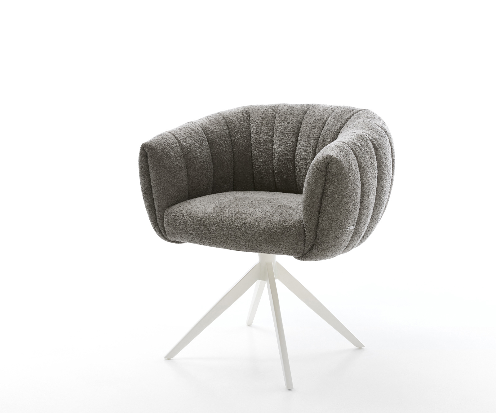 Étkezőszék Jada-Flex bouclé puha sötét bézs kereszt láb széles fehér 360° forgatható billenő zsákrugós matrac