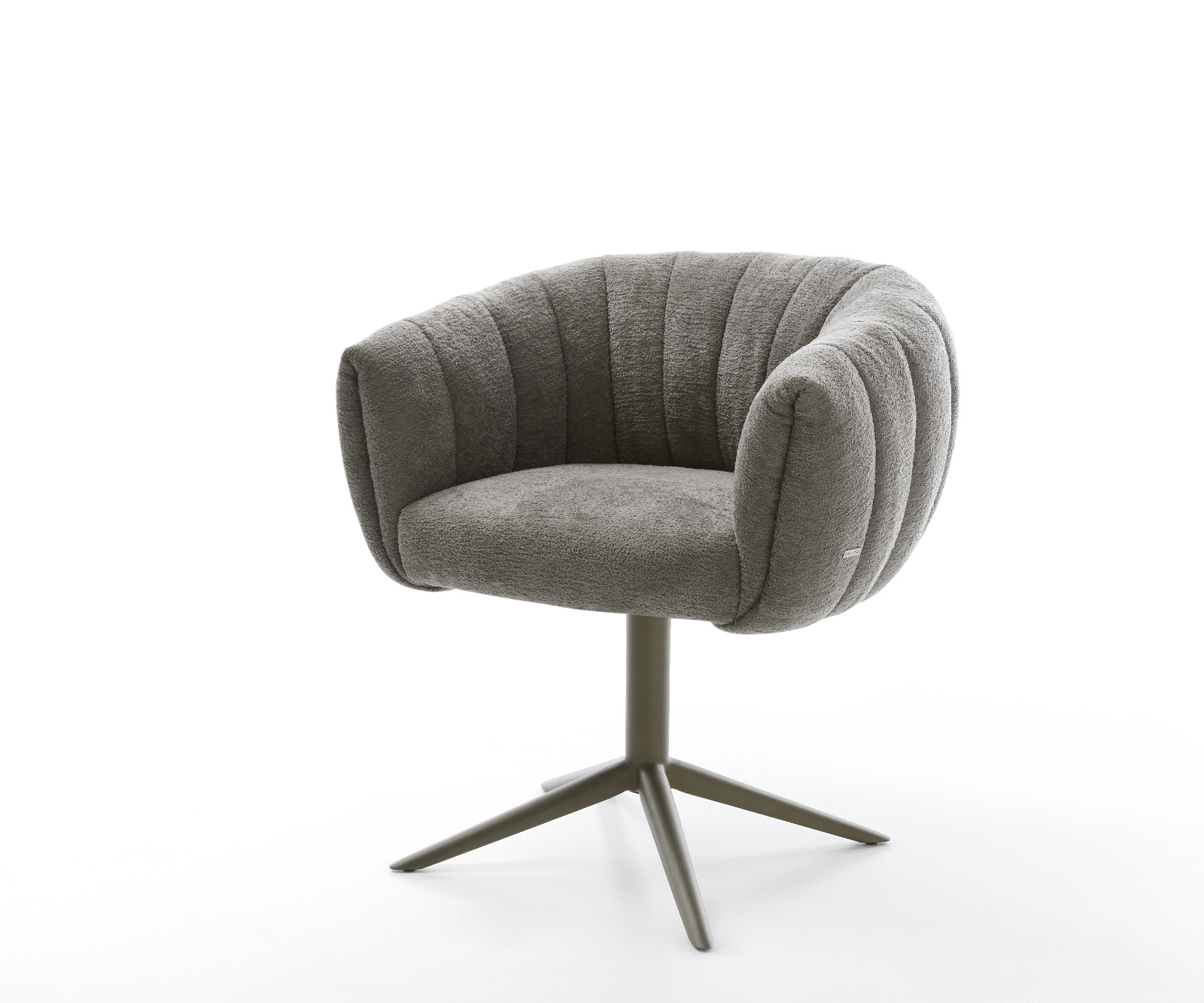 Étkezőszék Jada-Flex bouclé puha sötét bézs kereszt láb titánszínű hatvan fokban forgatható billenő zsákrugós