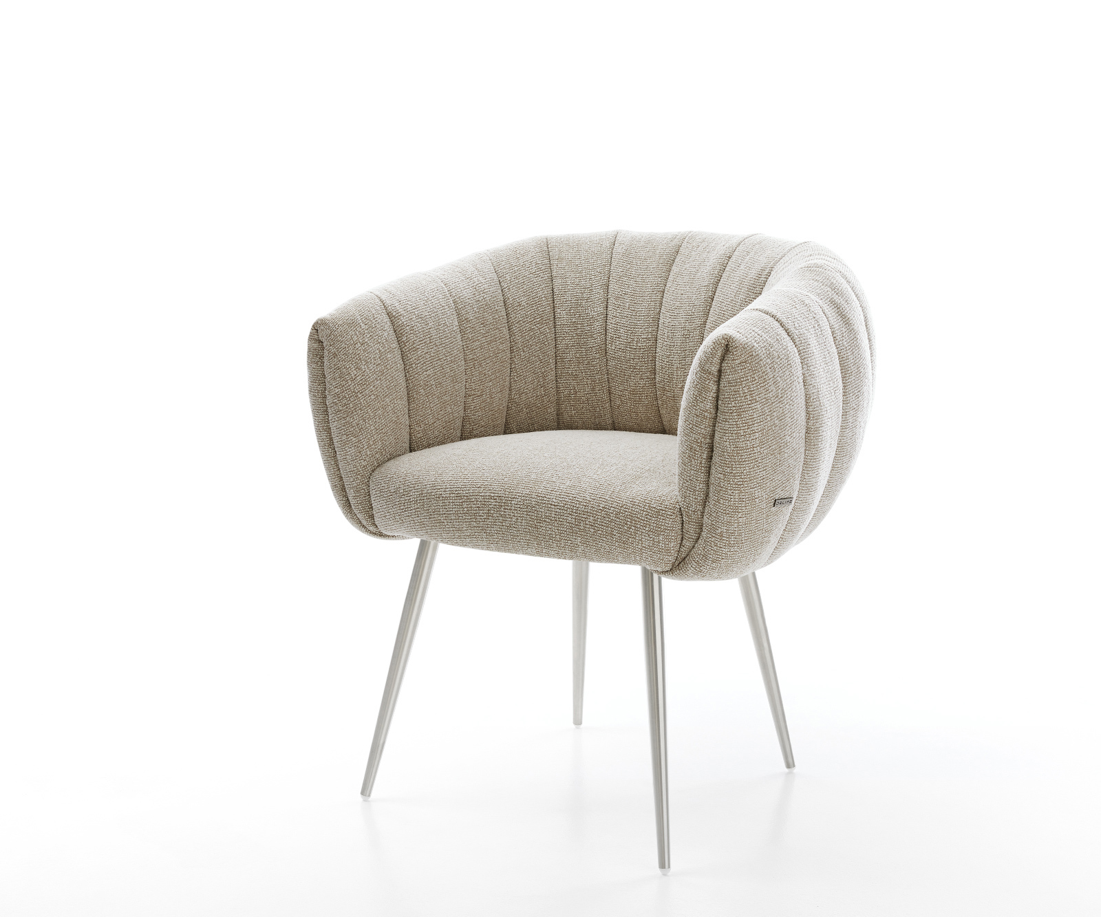 Étkezőszék Jada-Flex szövött szövet puha bézs 4 láb kúpos rozsdamentes acél zsákrugó