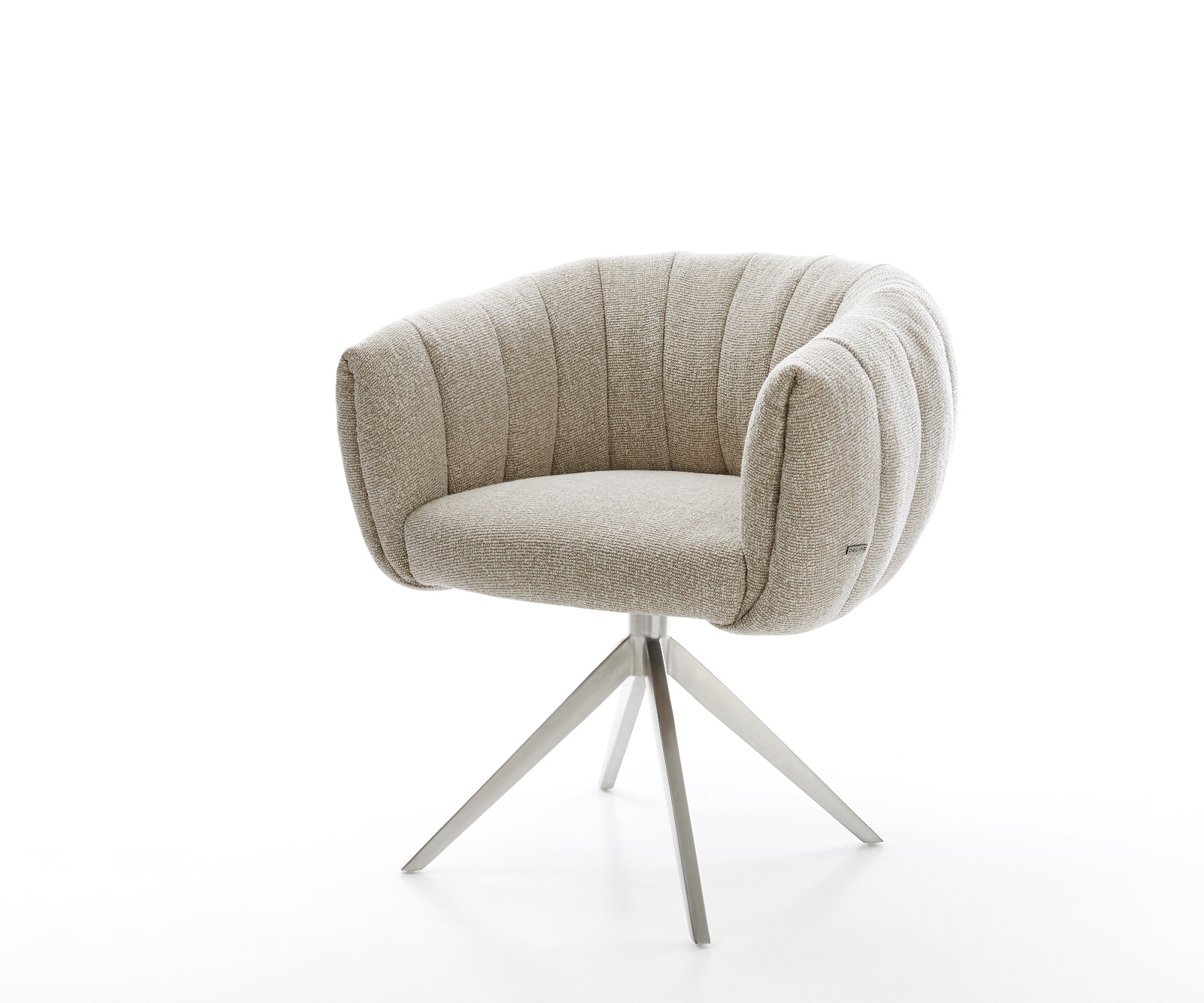 Étkezőszék Jada-Flex szövött szövet puha bézs kereszt láb széles rozsdamentes acél 360° forgatható billenő zsákrugós matrac