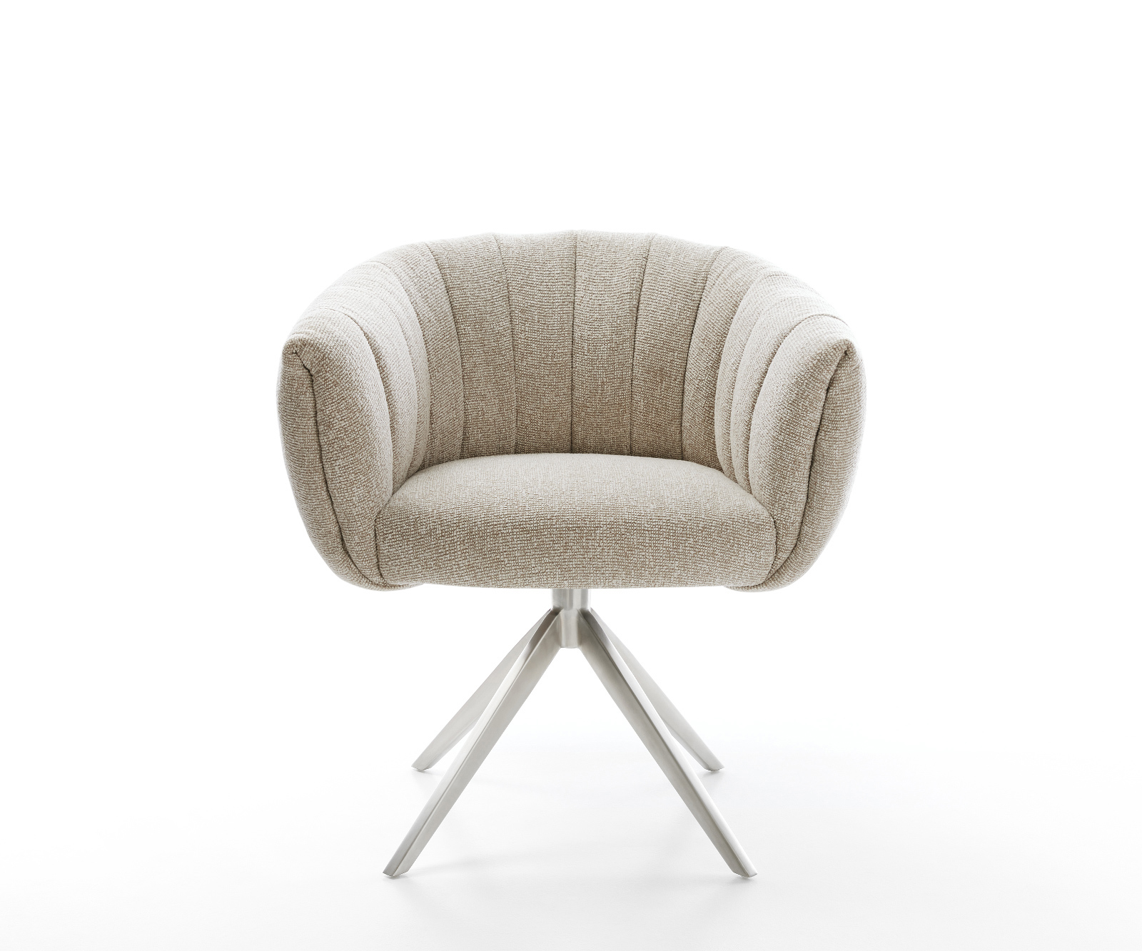 Étkezőszék Jada-Flex szövött szövet puha bézs kereszt láb széles rozsdamentes acél 360° forgatható billenő zsákrugós matrac - Image 2