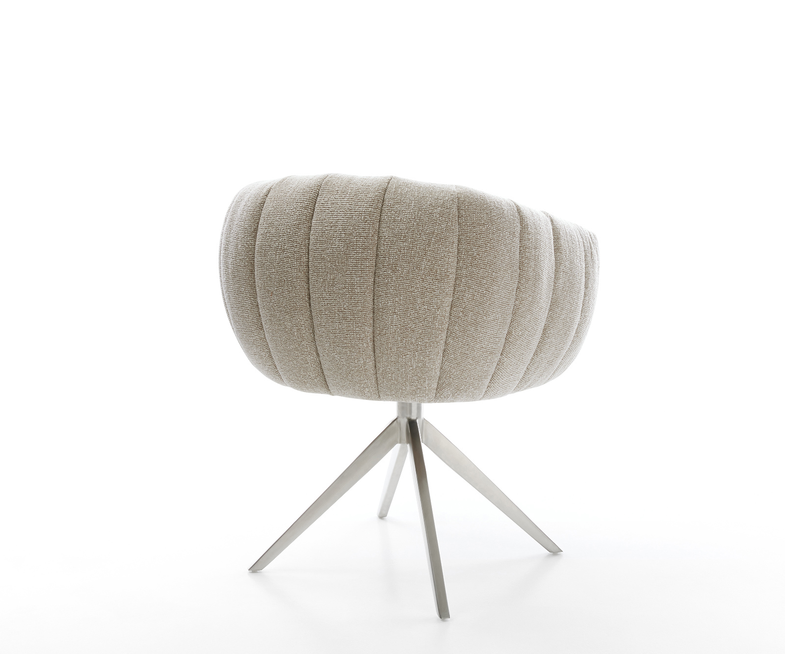 Étkezőszék Jada-Flex szövött szövet puha bézs kereszt láb széles rozsdamentes acél 360° forgatható billenő zsákrugós matrac - Image 5