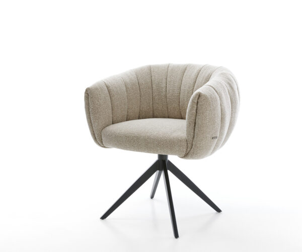 Étkezőszék Jada-Flex szövött szövet puha bézs kereszt láb széles fekete 360° forgatható billenő zsákrugó