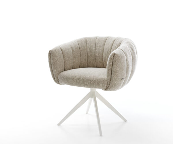 Étkezőszék Jada-Flex szövött szövet puha bézs kereszt láb széles fehér 360° forgatható billenő zsákrugó