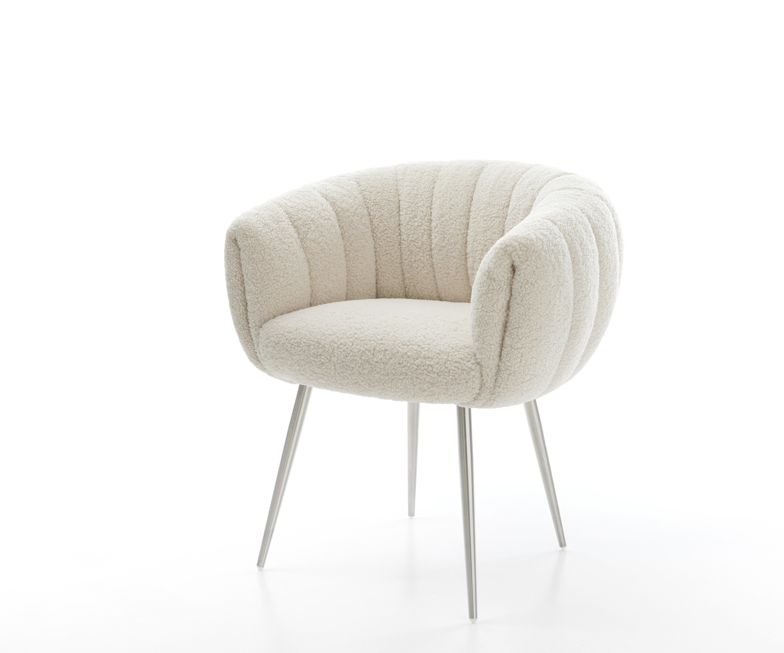 Étkezőszék Jada-Flex teddy szövet bézs 4 láb kúpos rozsdamentes acél zsákrugó