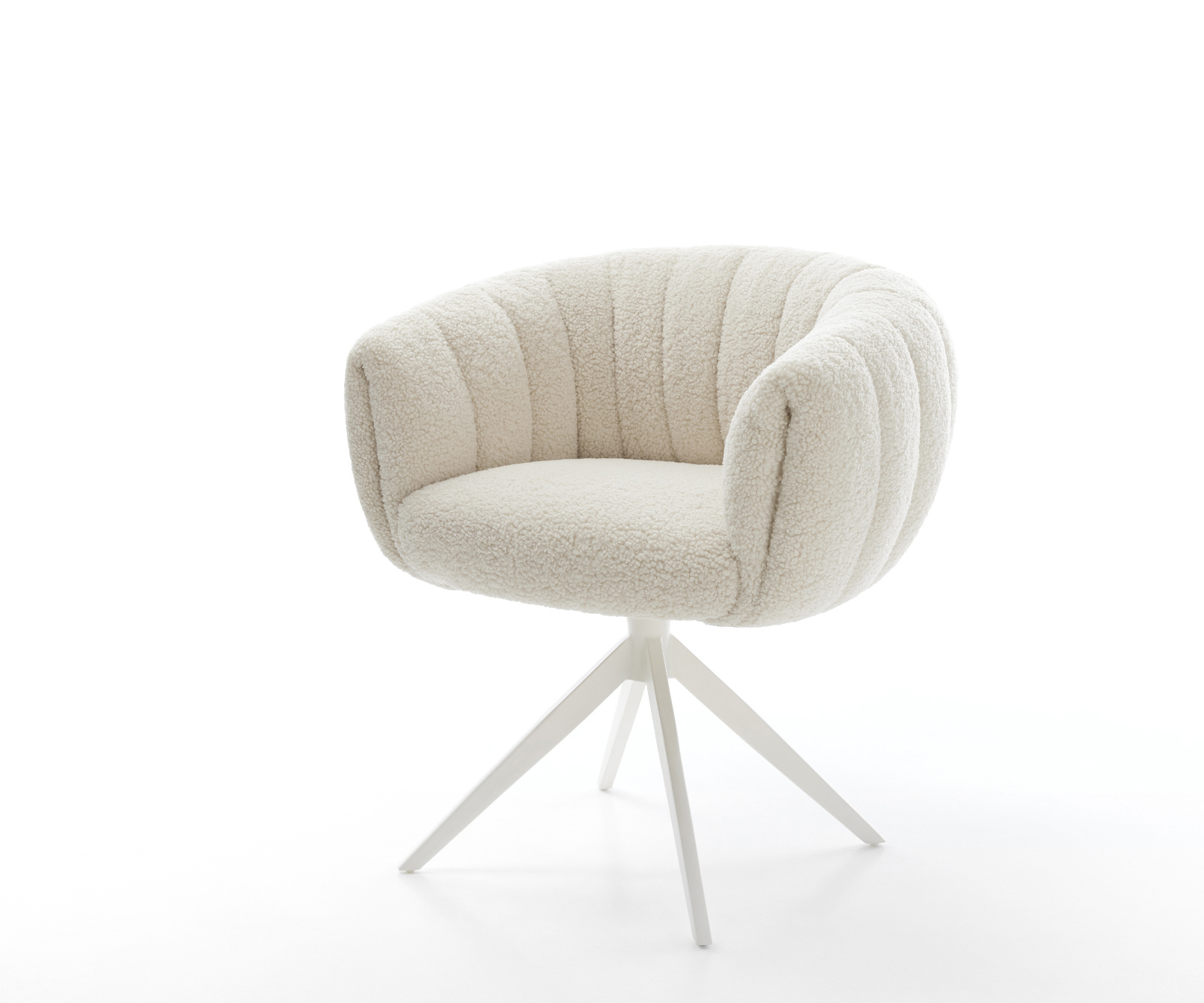 Étkezőszék Jada-Flex teddy szövet bézs kereszt láb széles fehér 360° forgatható billenő zsákrugó