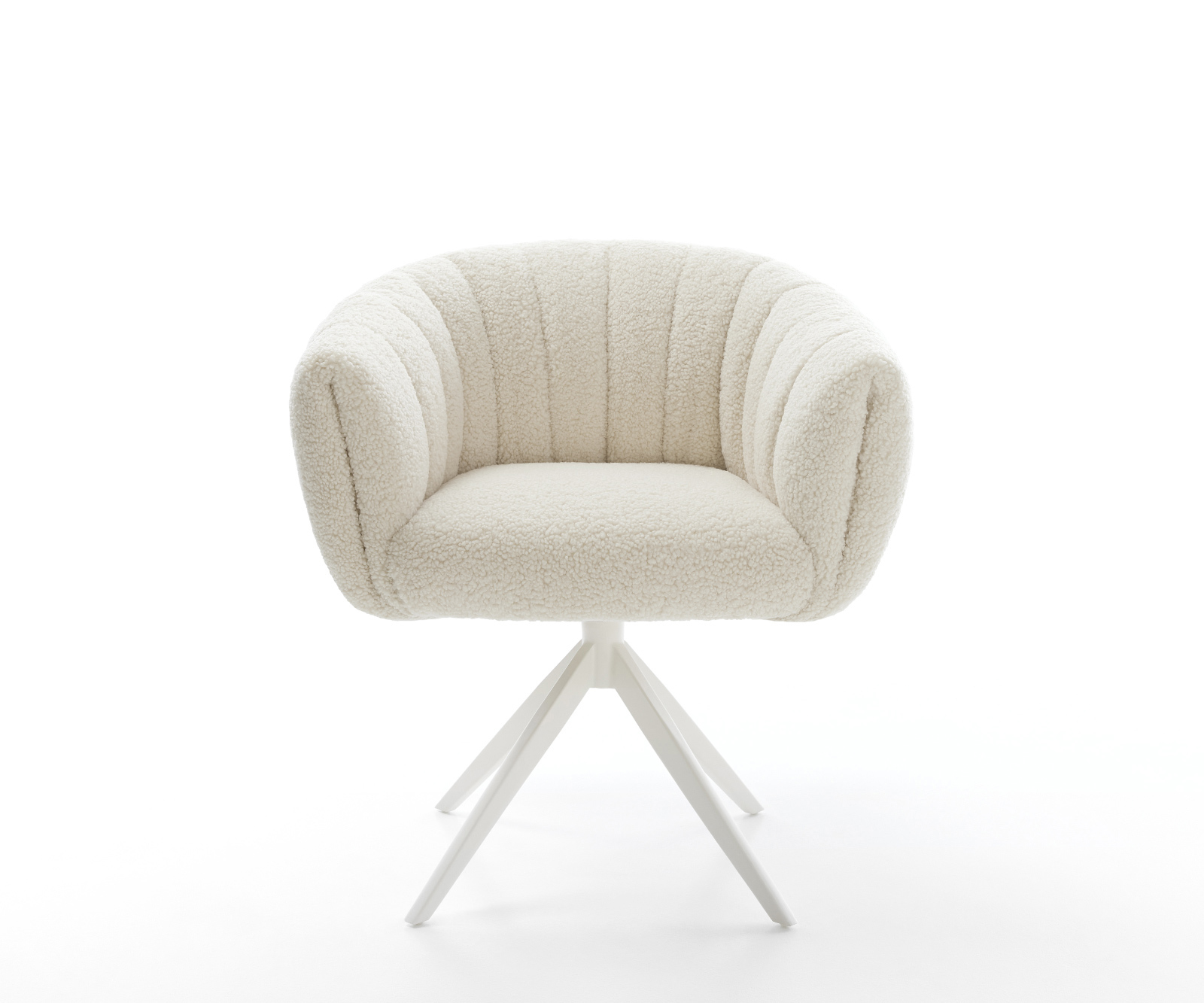 Étkezőszék Jada-Flex teddy szövet bézs kereszt láb széles fehér 360° forgatható billenő zsákrugó - Image 2