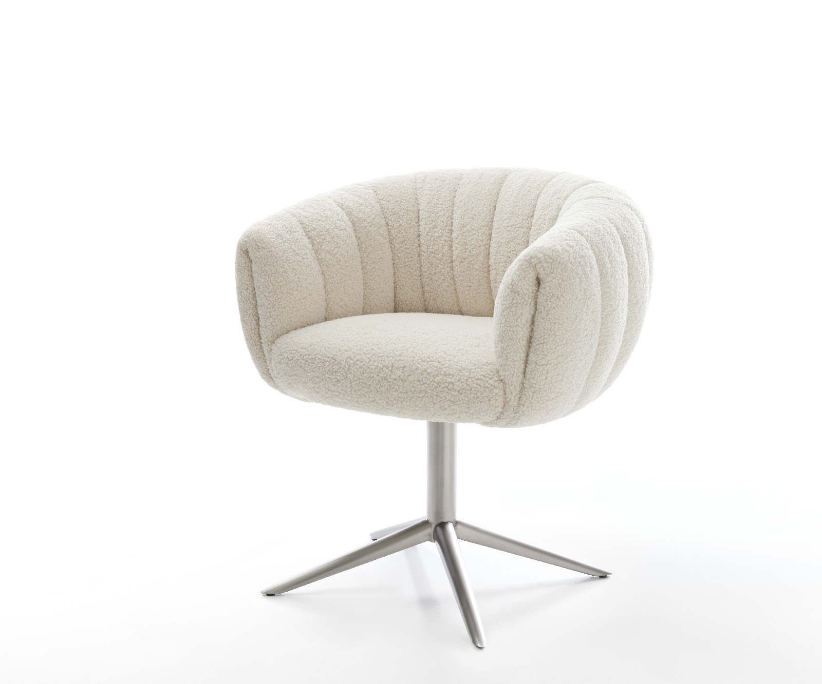 Étkezőszék Jada-Flex teddy szövet bézs rozsdamentes acél kereszt láb 360° forgatható billenő zsákrugó